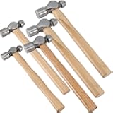 5 PCS Ball Peen Hammer, 8 OZ,16 OZ, 24 OZ, 32 OZ, 48 OZ Ball Peen Hammer Set with Wooden Handle and Non-Slip Shock Absorbing Grip for Metal Rivetc
