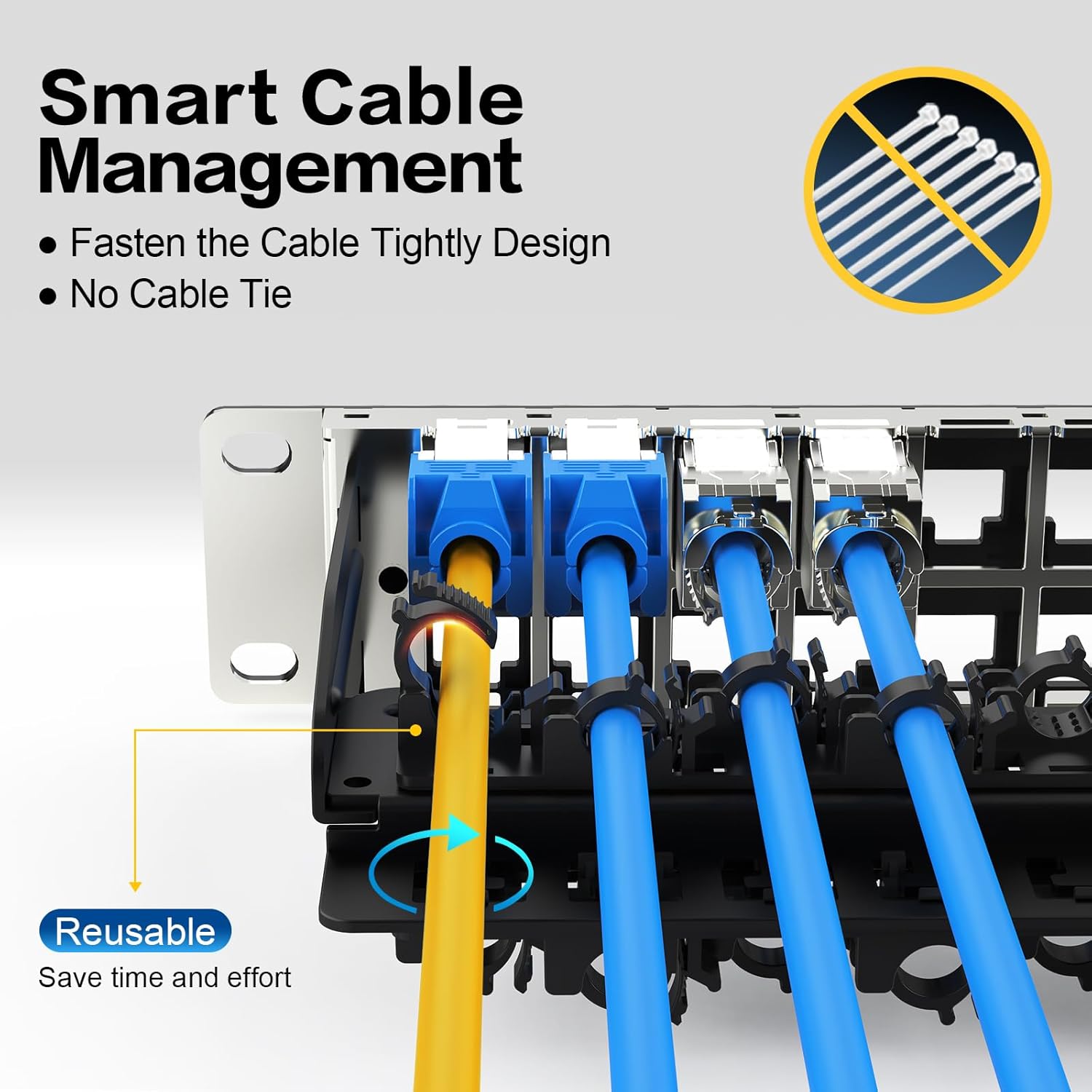 48 Port Patch Panel Blank UTP/STP 1U 19" Keystone Patch Panel with Cable Management and Support Bar Compatible with LC/SC/ST/FC/USB/HDMI Keystone Jack(48 Port)
