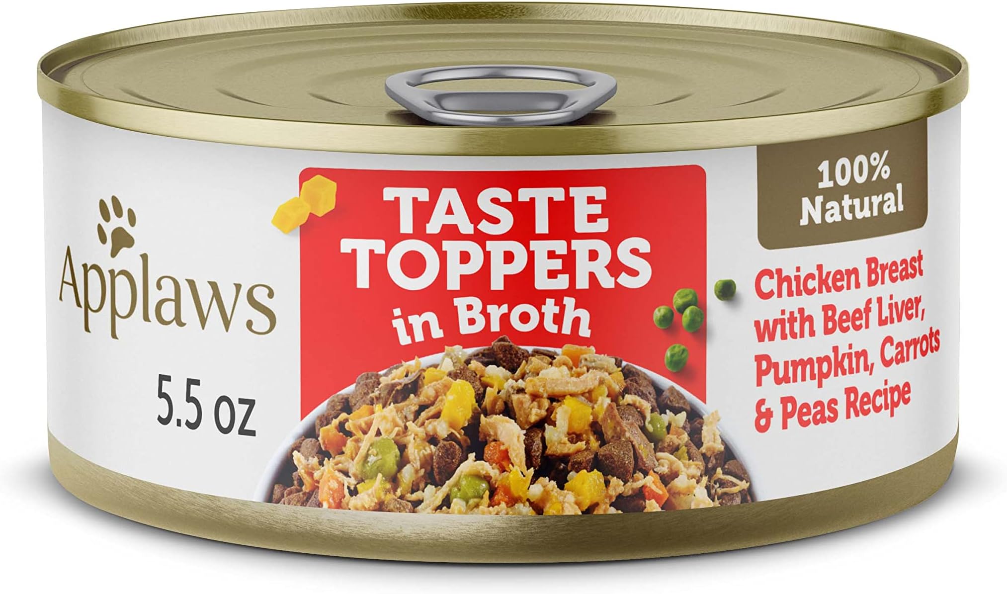 Taste Toppers, Grain-Free Dog Food Topper, Limited Ingredient, Chicken & Beef Liver with Pumpkin, Carrots & Peas in Broth (12 x 5.5oz Cans)