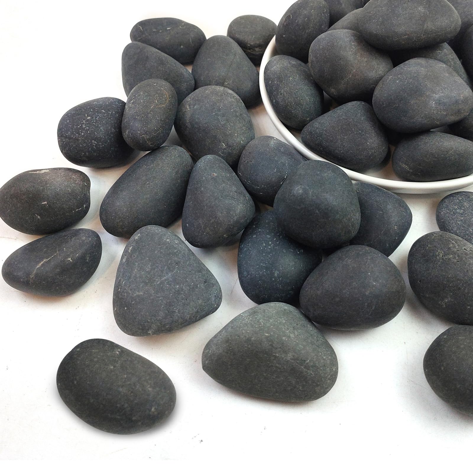 SHIZWU Pebbles, 20-40mm 18.1kgDecorative Stones for Plant Pots, Fish Tank, Driveway and Landscaping (Black)