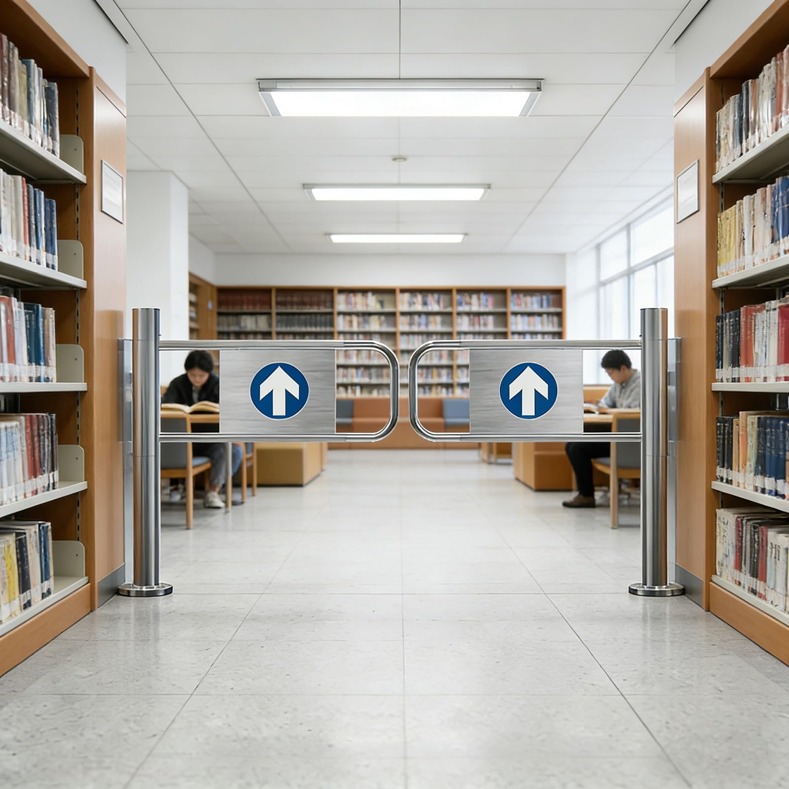 Cancello automatico dell'oscillazione per i supermercati 90 ° Porta di sicurezza a chiusura automatica Cancello di accesso del metallo per biblioteche & negozi Soluzione pedonale durevole dell'entrata