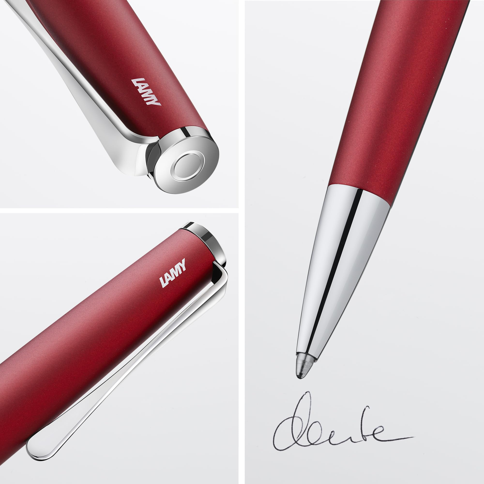 Lamy studio royalred sfera- universale con involucro in acciaio inossidabile elegante - con clip a forma di elica - refill gigante M 16 M nero