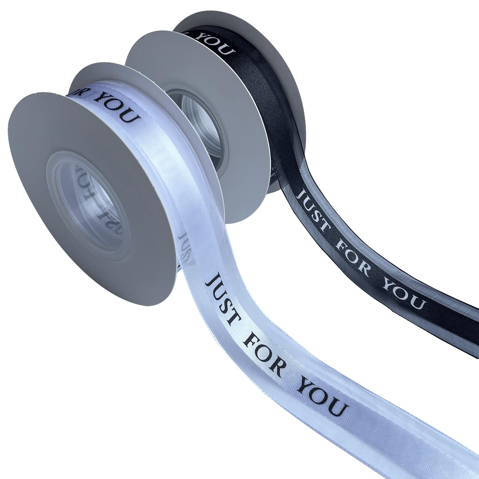 LXKBD2 Rolls Satin Organza Ribbons with Words,1 Inch by 25 Yard Spool for Thanksgiving Valentine's Day Father's Gift Wrapping,Wedding Favor,Cake Box Decoration and Handmade Crafts (Black+White)