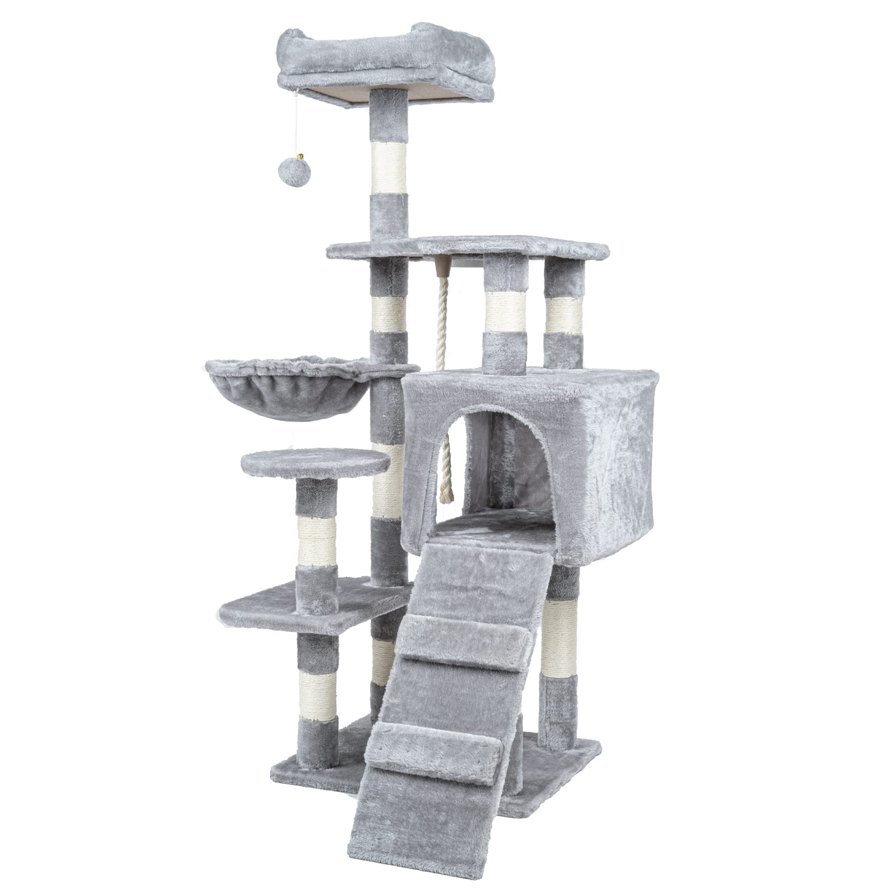 Multi Level 51 inch Cat Tree Tower for Indoor Cat Furniture Condo Activity Center Play House with Scratching Sisal Posts,Hammock,Ladder and Feeding Bowl.