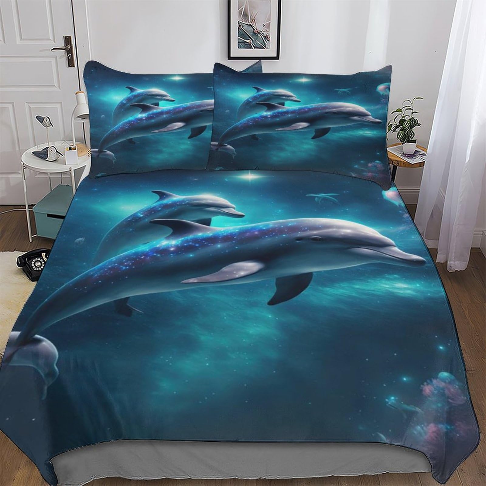 Parure de lit dauphin 220x240cm pour transformer une chambre d'enfant