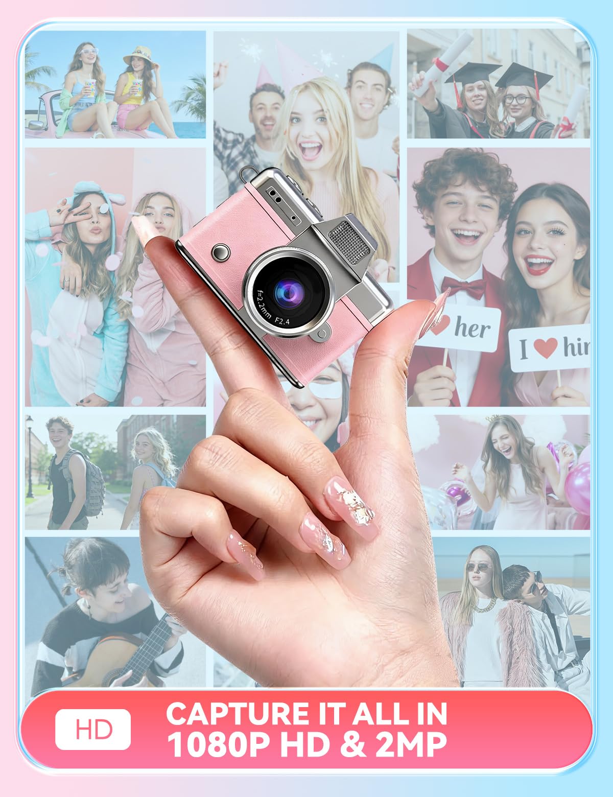 Mini cámara con llavero, cámara digital portátil de 1080P con pantalla LCD abatible de 3.73 cm y flash, cámara de bolsillo coleccionable retro para viajes, fiestas, cumpleaños (amarillo, 32