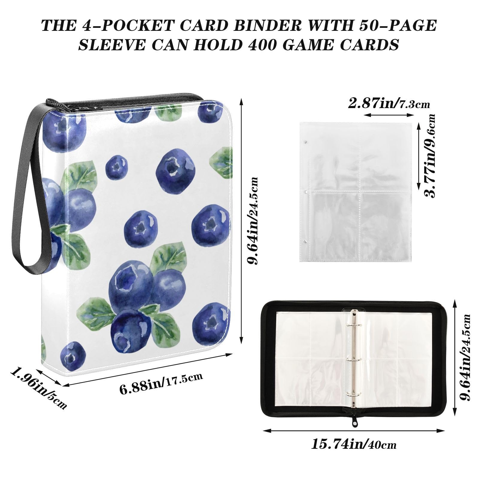 Fruits Blueberry Card Binder 400 Pockets Trading Card Storage Binder Album  with Sleeves Zipper Card Collection Holder Folder for Sleeved Cards Sport  Cards Game Cards : Amazon.co.uk: Toys & Games