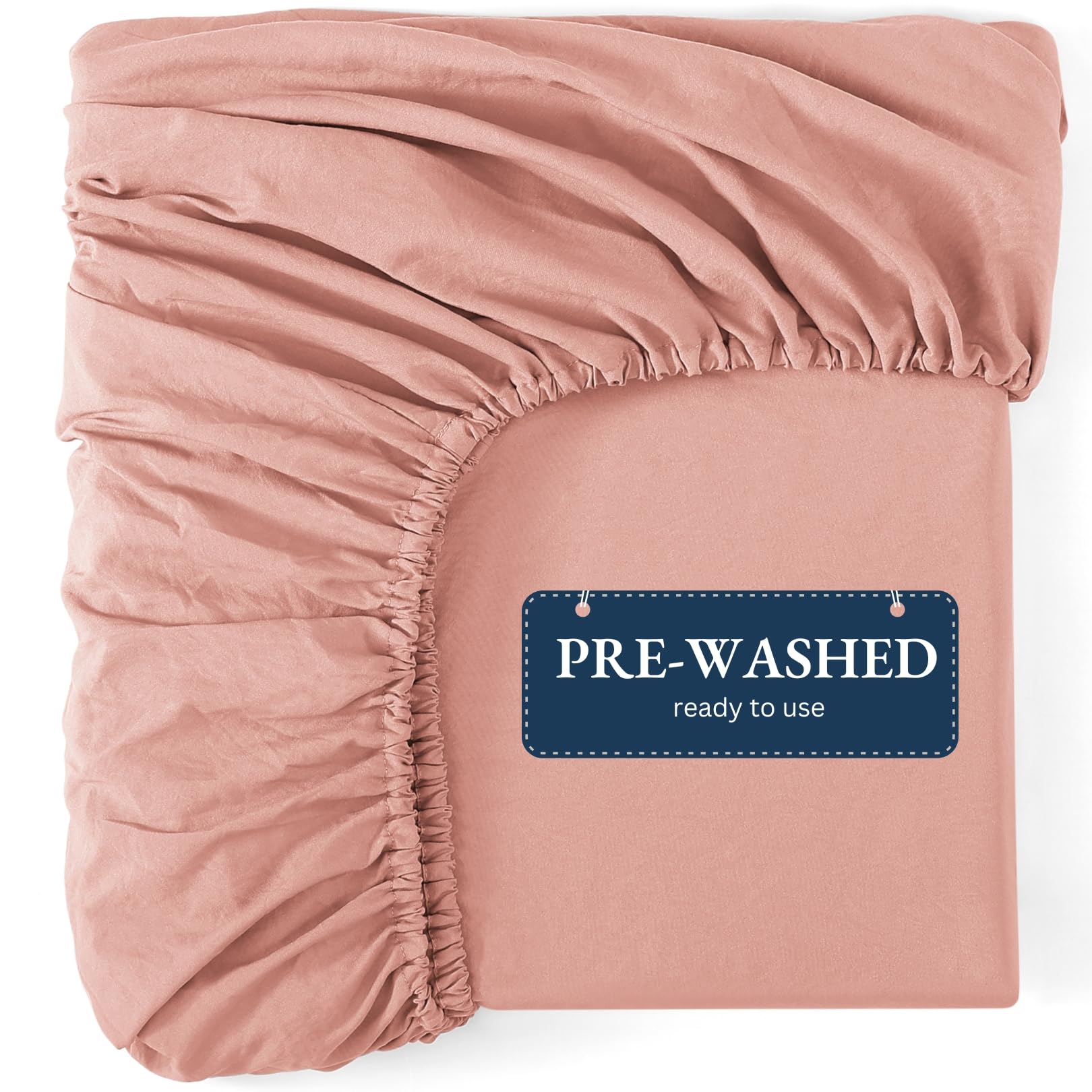 Fitted Sheet Double, Rose Dawn, Pre-Washed, Deep Pocket 14 inch (35 cm), Easy Care, Soft Brushed Microfibre Fabric
