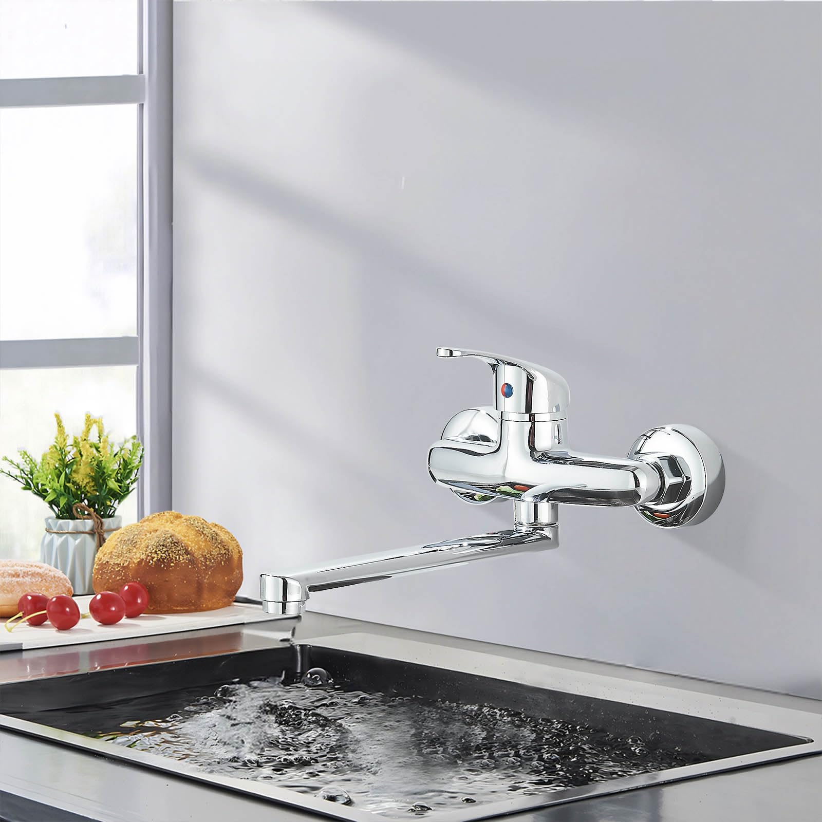 Mezclador de pared para fregadero, mezclador de cocina galvánico, mezclador monomando de cocina, boca ajustable
