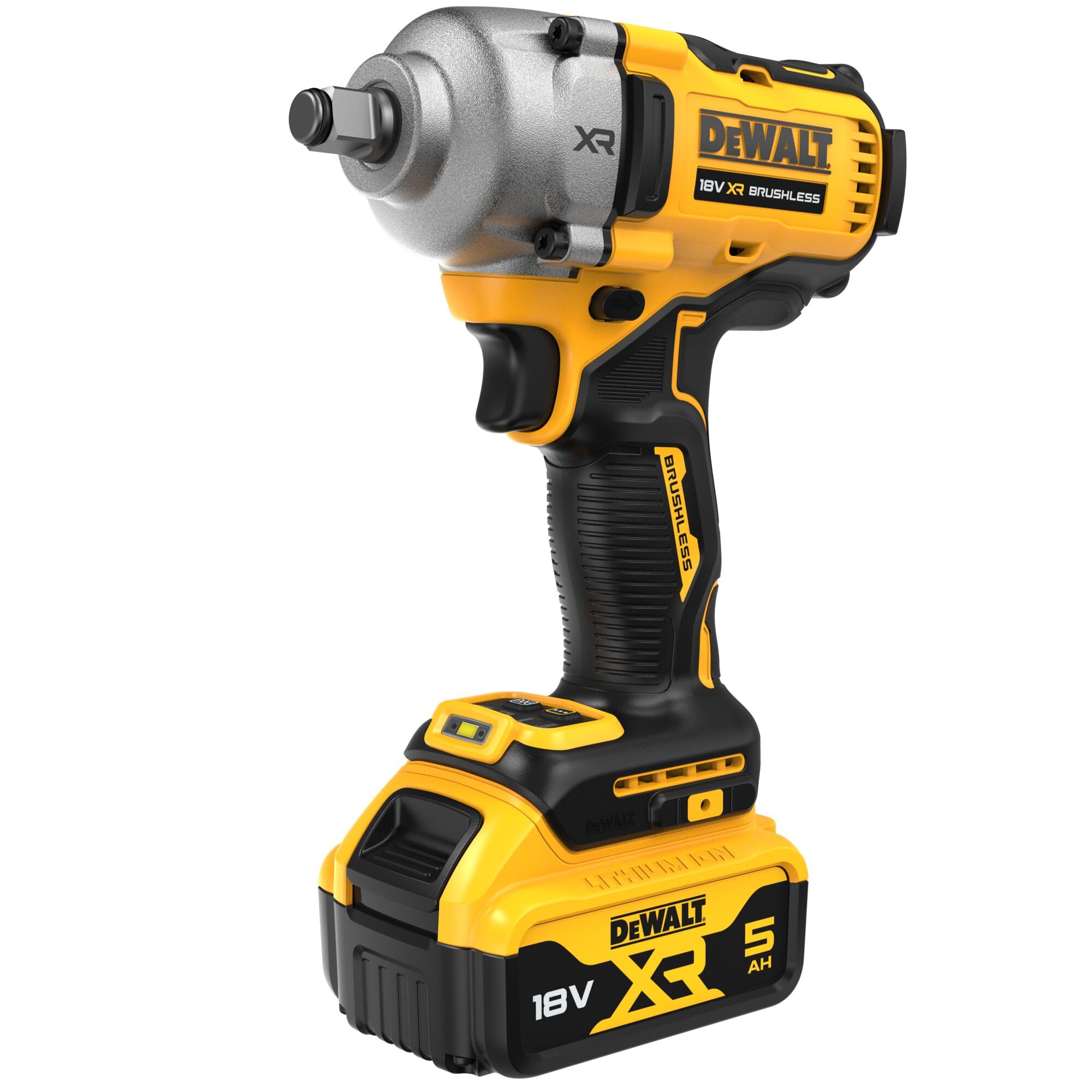 DEWALT Avvitatore a impulsi di fascia media 18V XR Brusless con 2 pacchi batteria XR 18V 5.0Ah e caricabatterie multitensione, DCF891P2T-QW