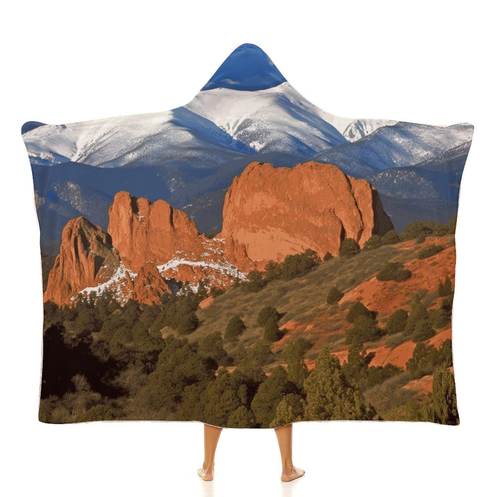 Couverture à capuche Pikes Peak Colorado portable et imprimée pour canapé et voyage 127x152 cm