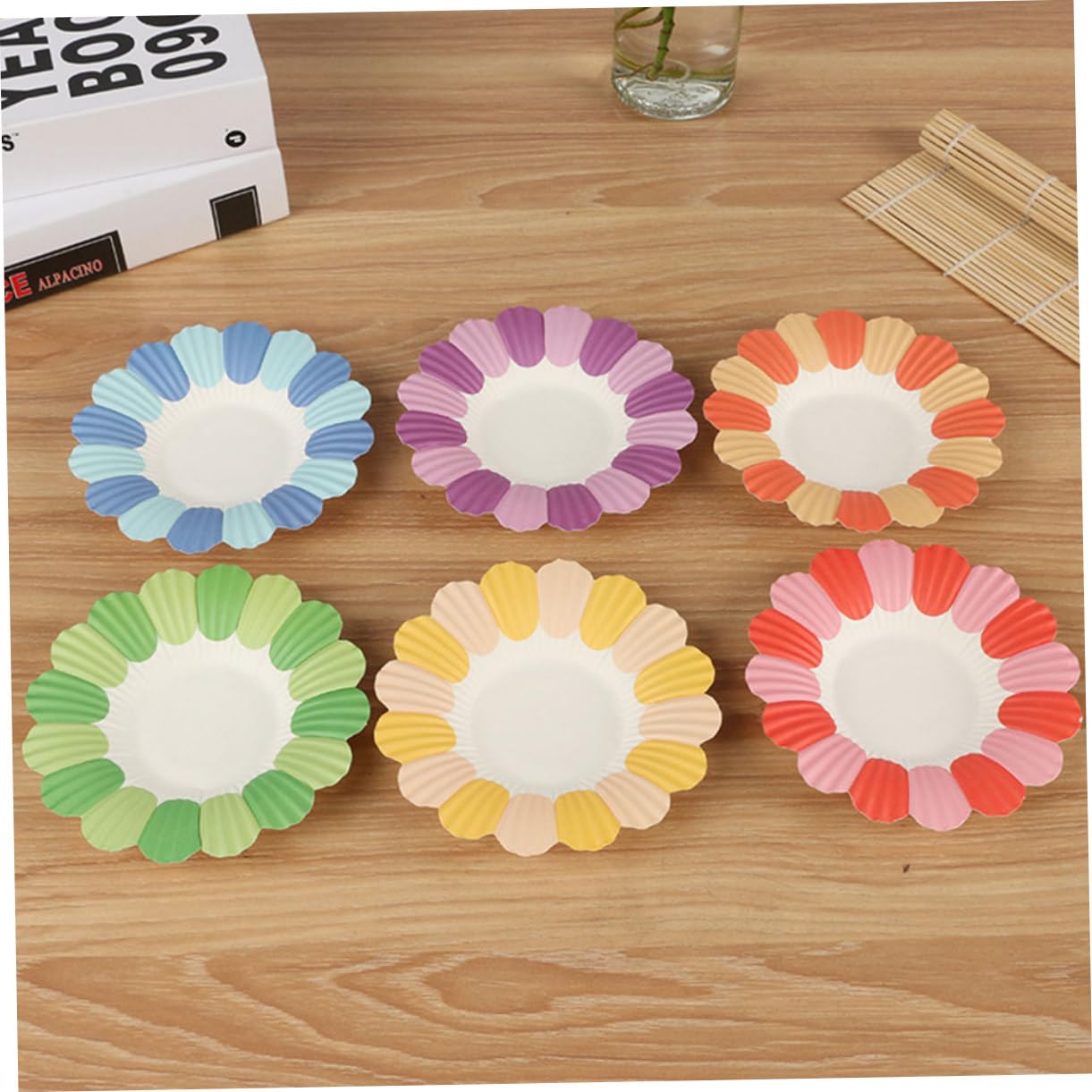 COLLBATH 5 Juegos Plato De Papel Flor Vajilla De Papel Platos De Aperitivo Placas Con Forma Poliestireno Decoración Lámina Decoraciones De Té De La Tarde Placa De Forma Paraca 50 Piezas X 5