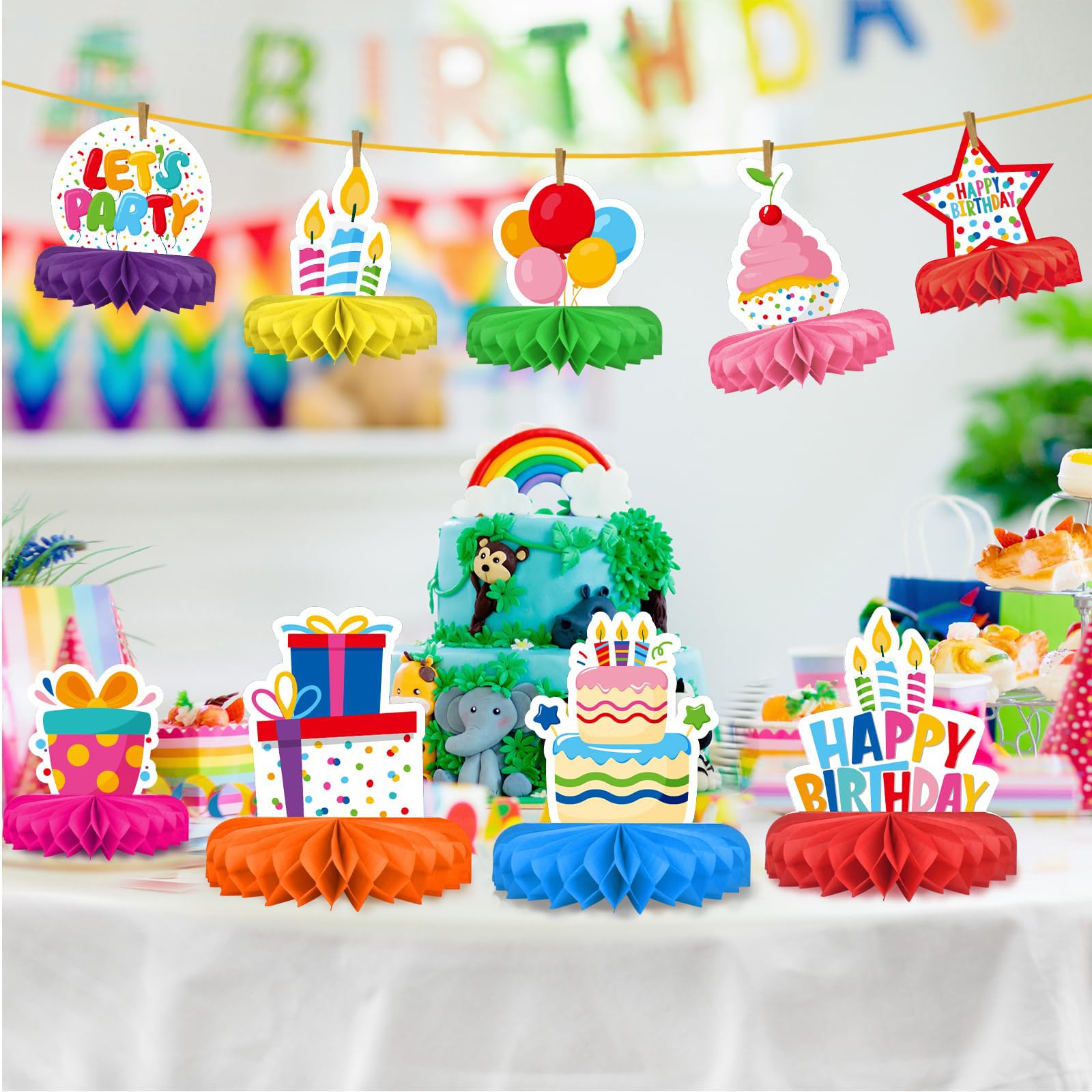 9pcs decorazione per feste a tema Pasqua decorazione a nido d'ape 3D