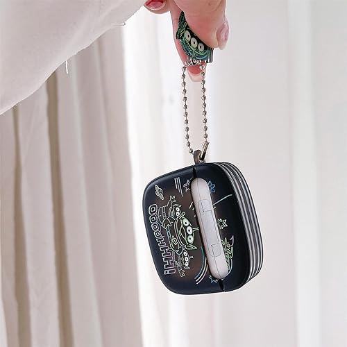 Miniatura 3 de Funda de TPU suave con dije de cadena de cuentas para Apple AirPods Pro AirPodsPro 2019 Espacio Exterior Aliens Color Negro Pixar Disney Anime