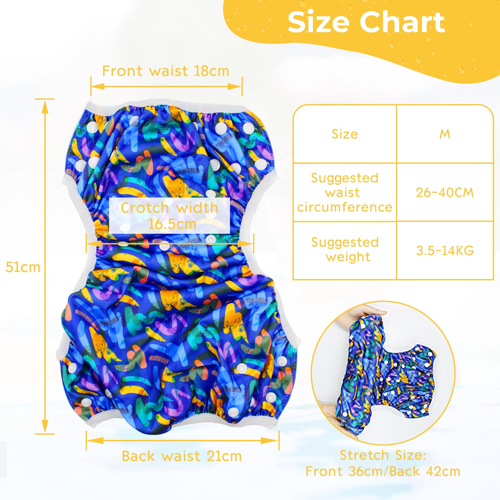 Costume Pannolino Lavabili Impermeabile Pannolino Piscina Neonato 0-3 Anni 2 Pezzi Beige e Blu