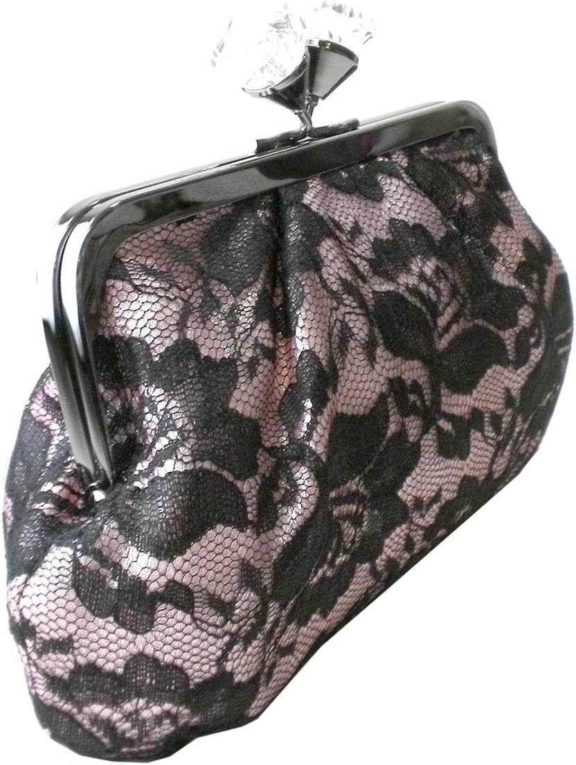 (ジル スチュアート) JILL STUART ポーチ パーティーバッグ 小物入れ 花柄レース クリスタルトップ がま口 ポーチ クラッチバッグ パーティシーン ロゼシャンパン ピンク ブラック 総レース 化粧 メイク コスメ プレゼント ギフト