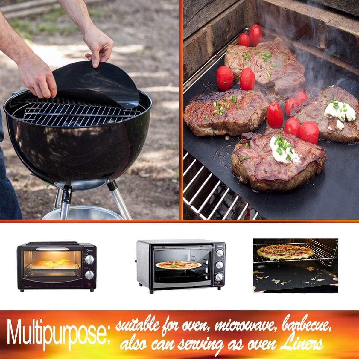 Tapis de barbecue extra épais 260°C 180x30 cm pour gaz et sans charbon