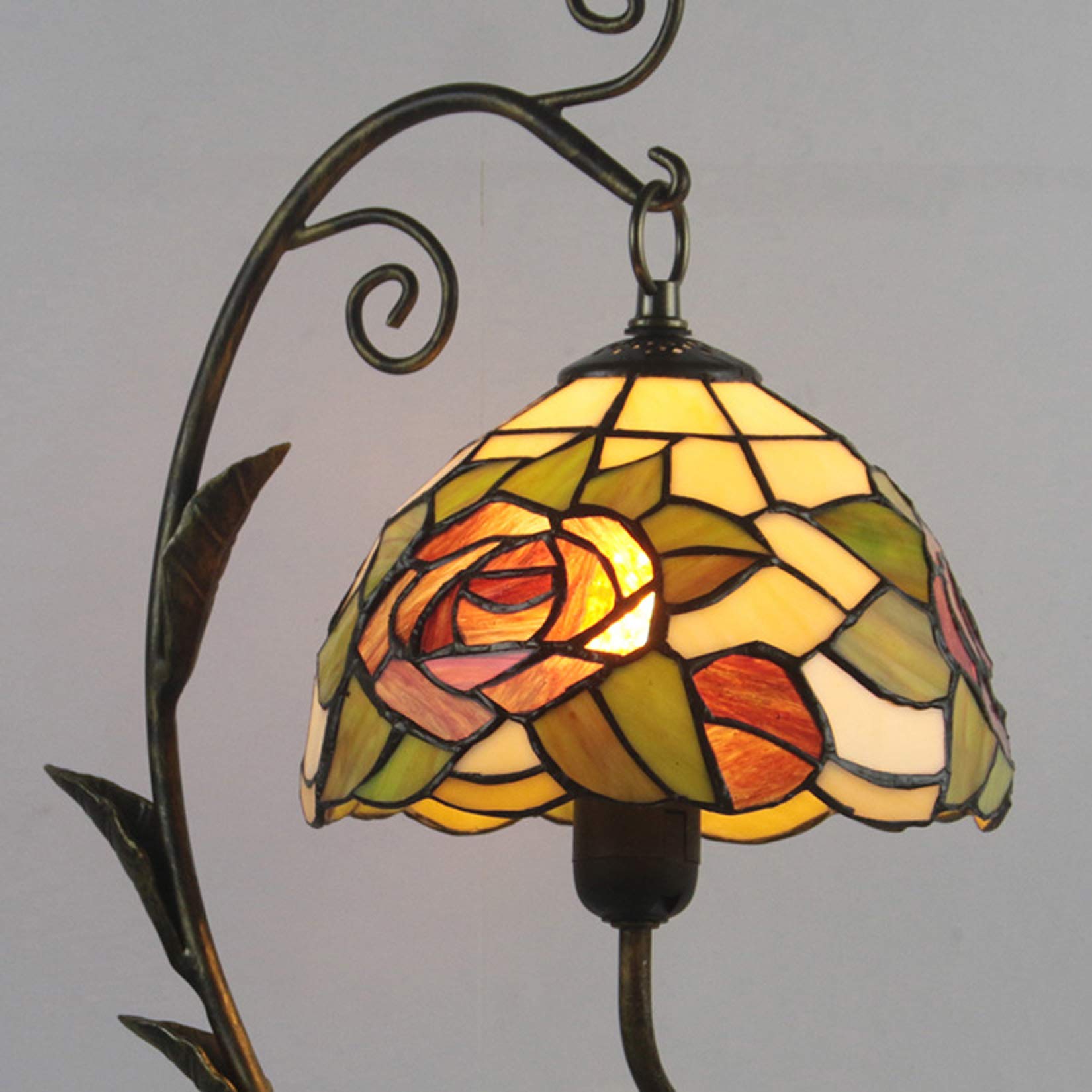 GDLight Tiffany Style Kreative Tischlampen Pastoral Rose Buntglas Schreibtischlampe Harz Cartoon Maus Base Nacht Leselampe für Kinderzimmer Wohnzimmer Schlafzimmer Cafe Bar