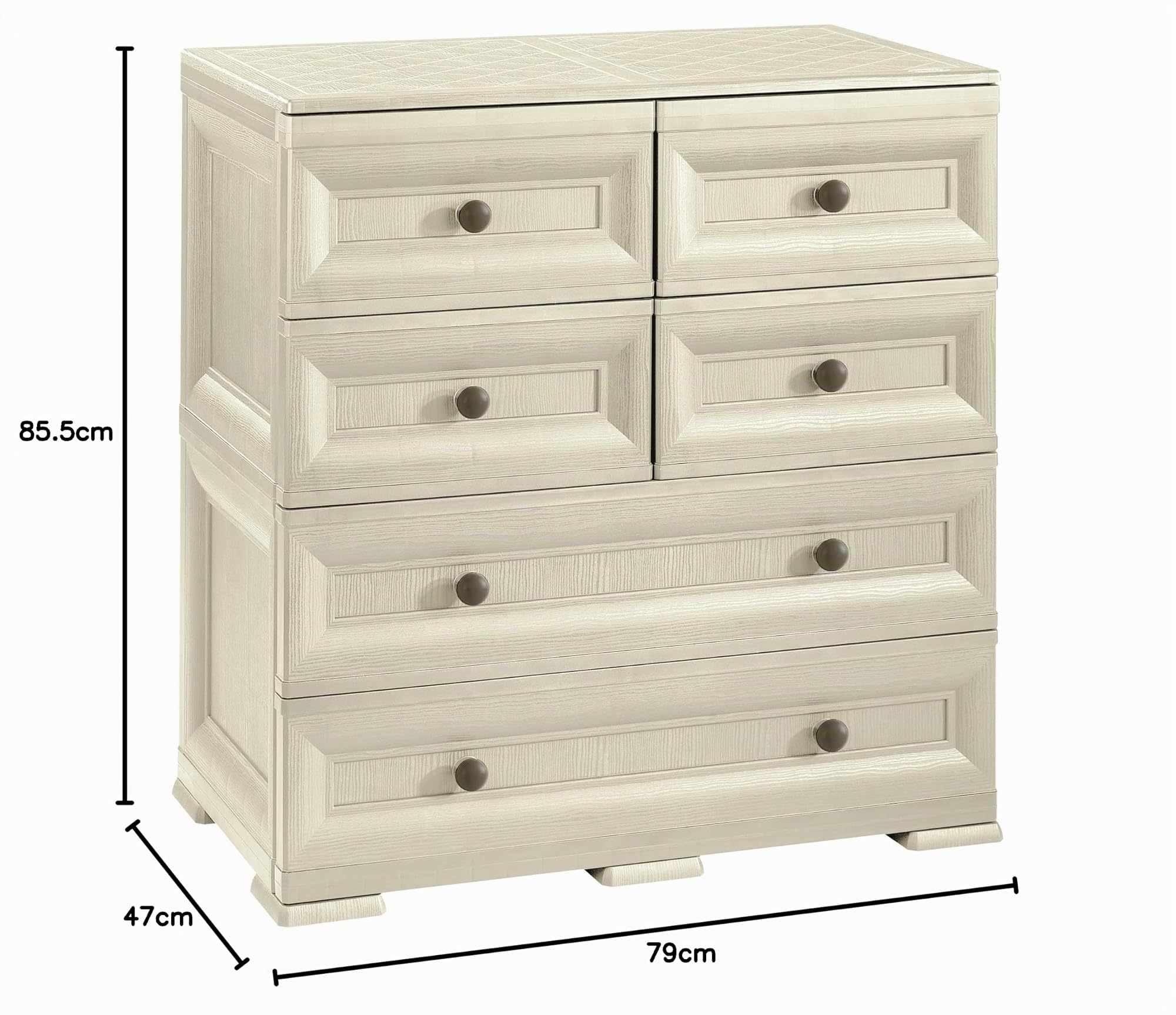 Tontarelli S.p.A. CASSETTIERA 4 CASS. Piccoli, 2 Grandi Mobile Contenitore, Angora, 79x47x85.5 cm