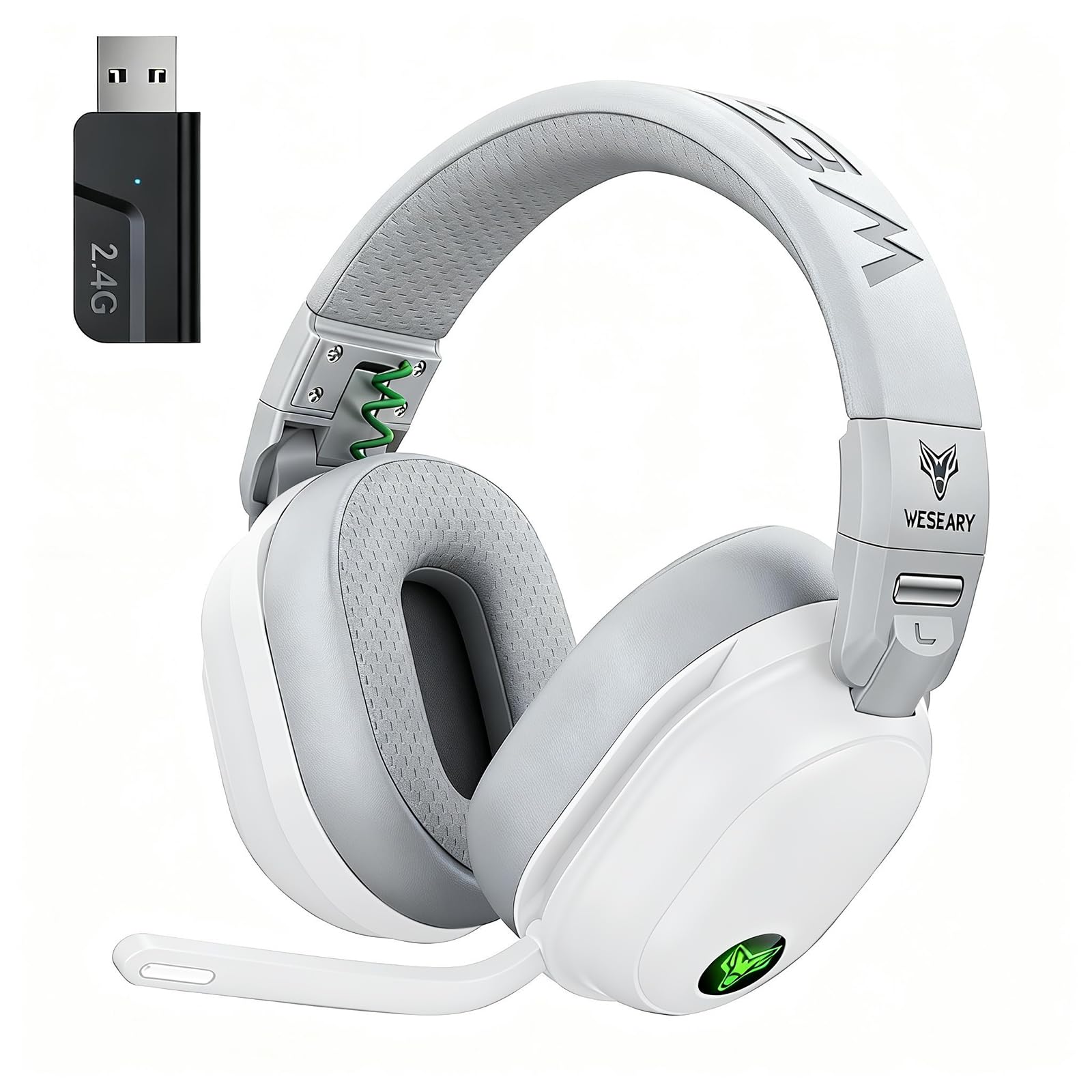 WESEARY WG3 Cuffie Gaming Wireless, 2,4 GHz Cuffie Gaming con Microfono per PS5, PS4, PC, Switch, Mac, Mobile, Gaming Cuffie con Stereo, Cuffie Bluetooth con Luce LED, Batteria da 50 Ore