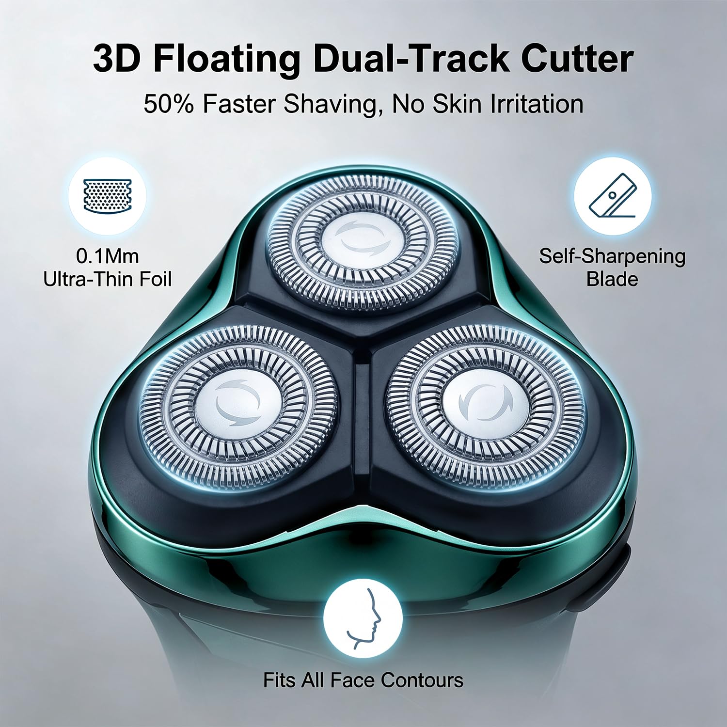 Ordele Electric Razor for Men, 2026 Upgraded Electric Shavers for Men, USB-C Rechargeable, Wet & Dry Shaver with Pop-up Trimmer and Travel Case (Green) view 6