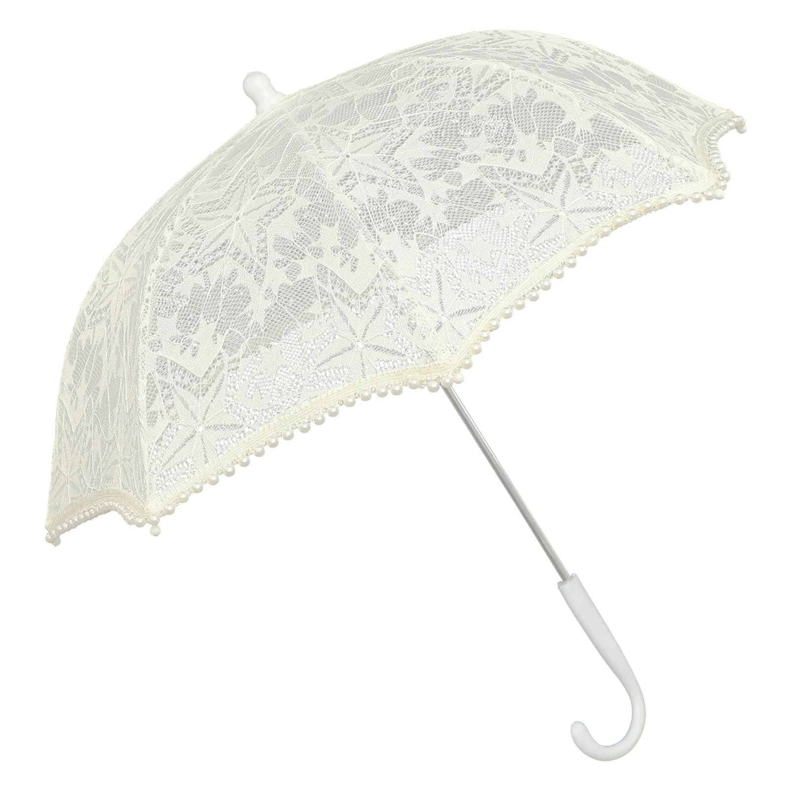 Koronkowa parasolka, Koronkowy Parasol Ślubny Biały 47x47x44cm 18.47x18.47x17.29in