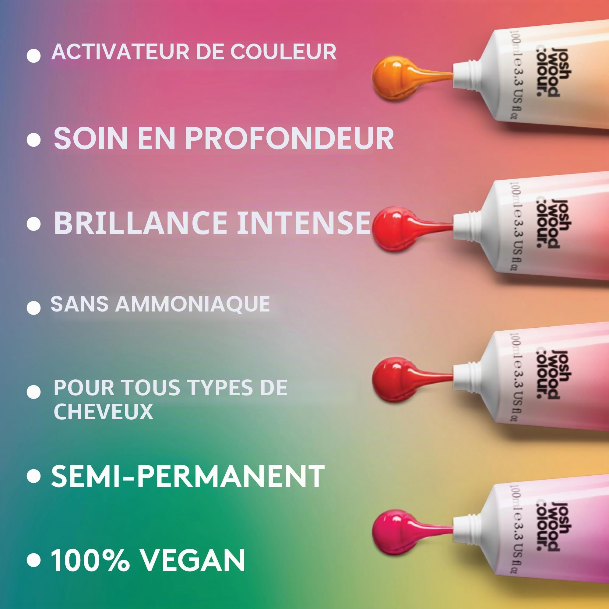 Josh Wood Hair Gloss (Blond Champagne) - Brillant semi-permanent, ajoute des tons chauds et dorés, rafraîchit et revitalise la couleur des cheveux - Dure jusqu'à 6 lavages - 100 % végétalien - Crème