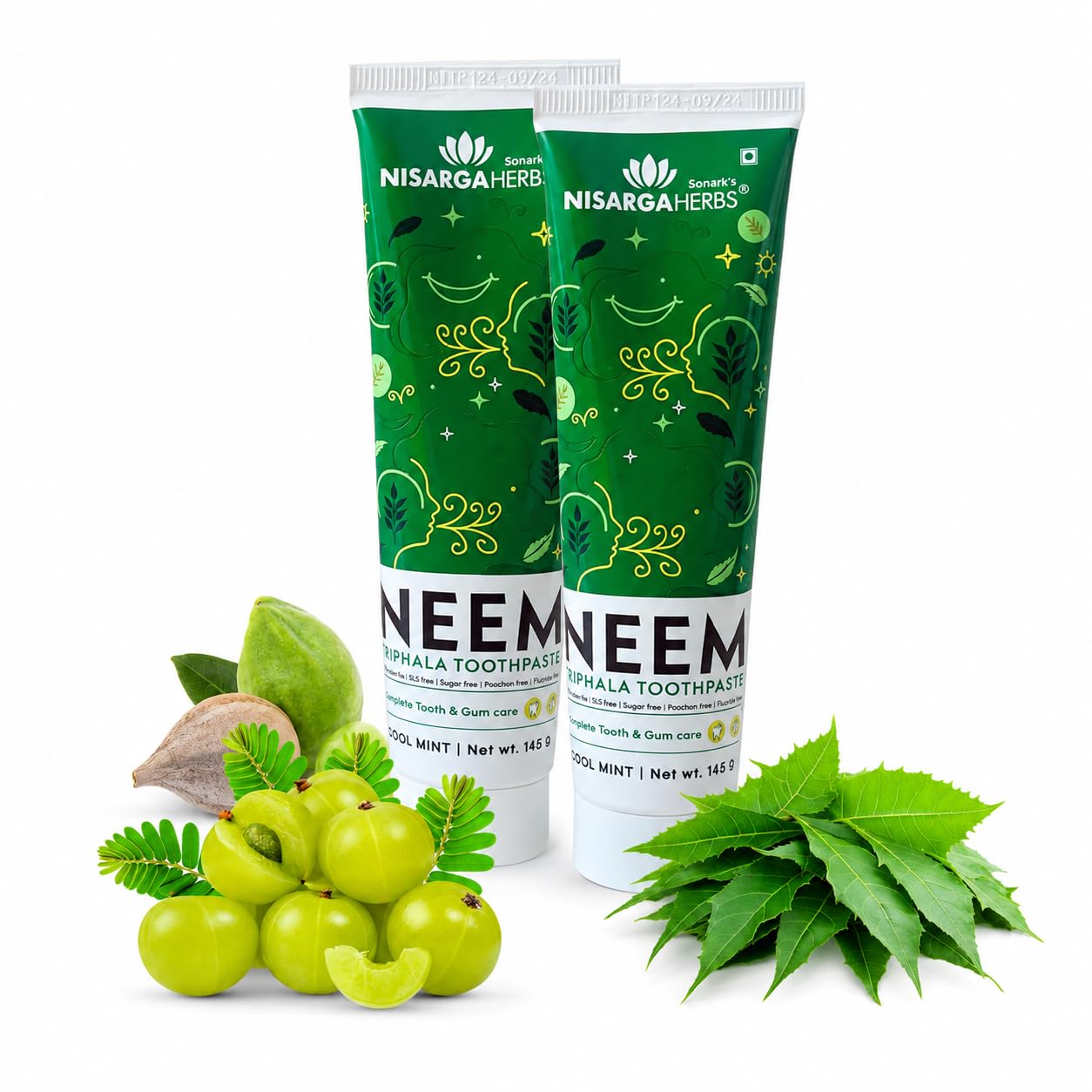SONARK'S NISARGAHERBS Neem Triphala Toothpaste, Sensitivity Relief | Repairs Cavities | Fights Gum Disease | Reduces Bad Breath | Strengthens Enamel | SLS free | Fluoride free | Paraben free, Pack of 2, 145g + 145g-image-31
