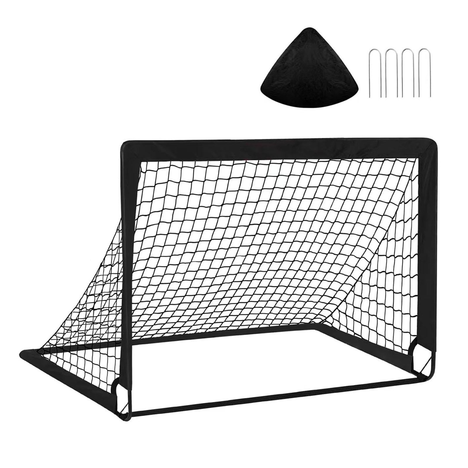 LOOM TREE® Soccer Goal Net for Kids Compact Football Gate for Park Garden Outdoor Sport Black | 1 Football Goal, 4 Stakes, 1 Carry Bag | Material ~ Polyester | Color ~ Black-image-36