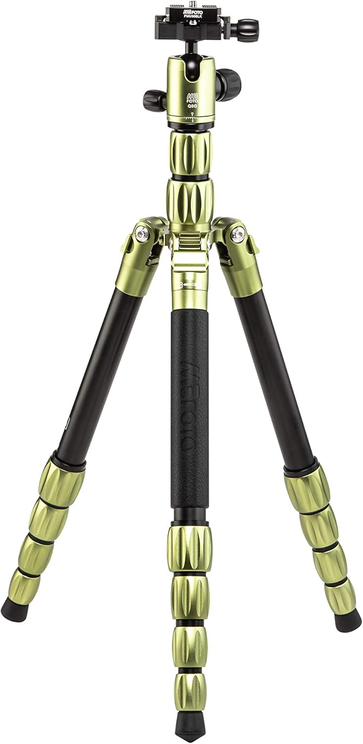 MeFOTO Backpacker S Lightweight 54.7" Aluminum Travel Tripod/Monopod w/Case, Twist Locks, Dual Action Ballhead w/Arca Swiss Plate for Mirrorless/DSLR Sony Nikon Canon Fuji - Aluminum Red (BPSARed)
