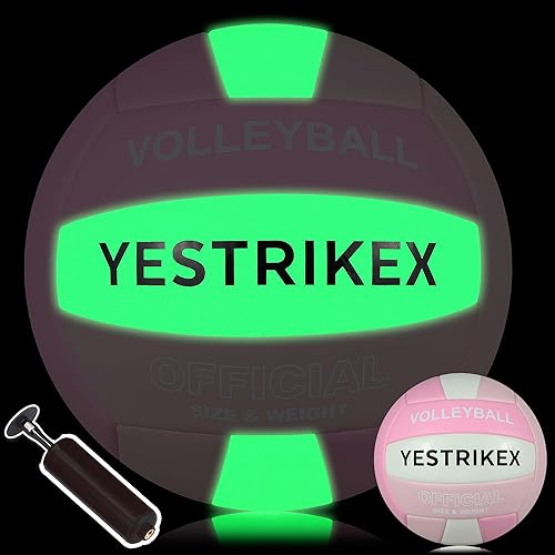 Bola de voleibol de tamaño oficial 5 que brilla en la oscuridad, pelota de voleibol nocturna fluorescente suave para interiores y exteriores, regalo