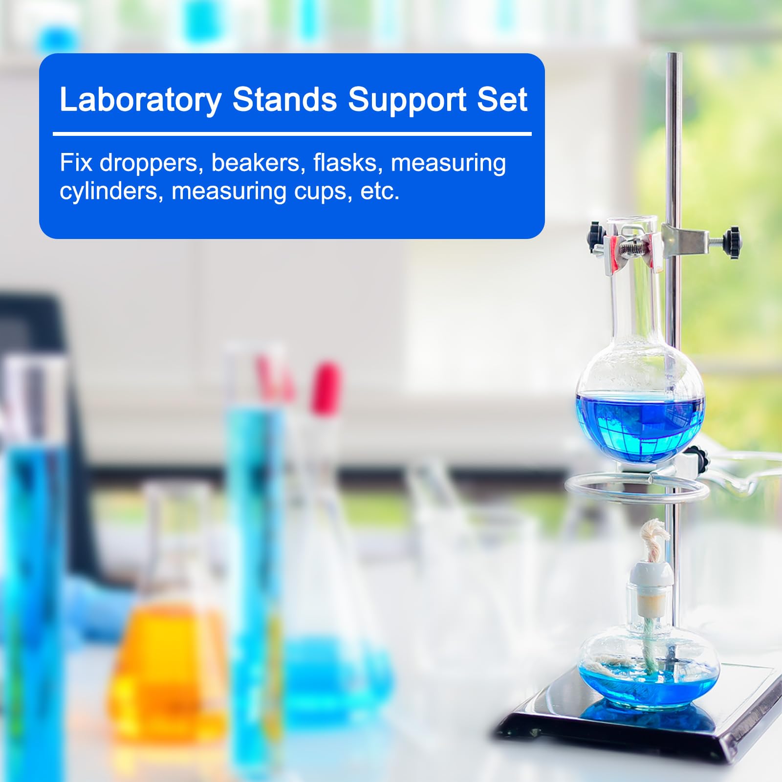 PATIKIL Lab Stand Set, Lab Stand & Morsetto Set, 1 Set Stand Supporto con 1 Ampolla Morsetto & 2 Storta orings per Chimica Laboratorio, 24 pollici