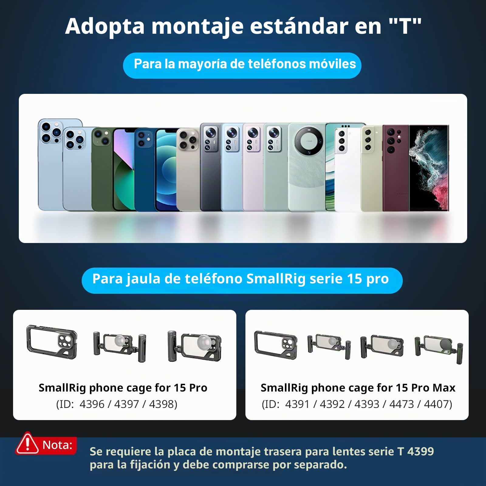 SMALLRIG Lente Anamórfica 1.33X para Teléfono Móvil, Lente Cinematográfica con Deformación de Pantalla Ancha 2.4:1 con T-Mount, para iPhone, Samsung S21/S22 Series