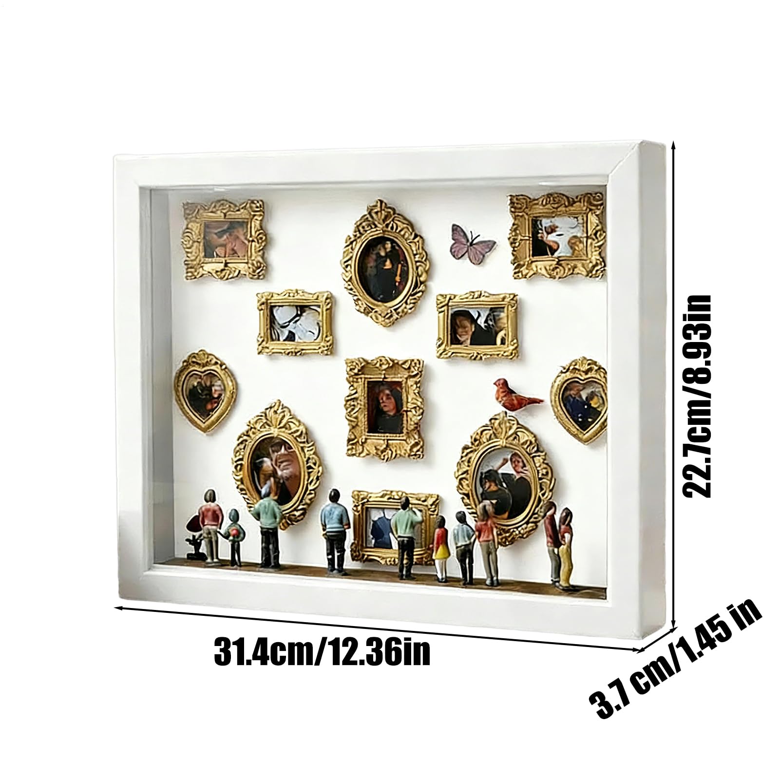 Ramka na Zdjęcia Pamiątkowa Pudełko z Sylwetką i Oświetleniem do | Miniaturowa Ramka na Zdjęcia z 11 Elementami i 8 Figurkami Idealne Na Walentynki, Ślub I Urodziny Jako D