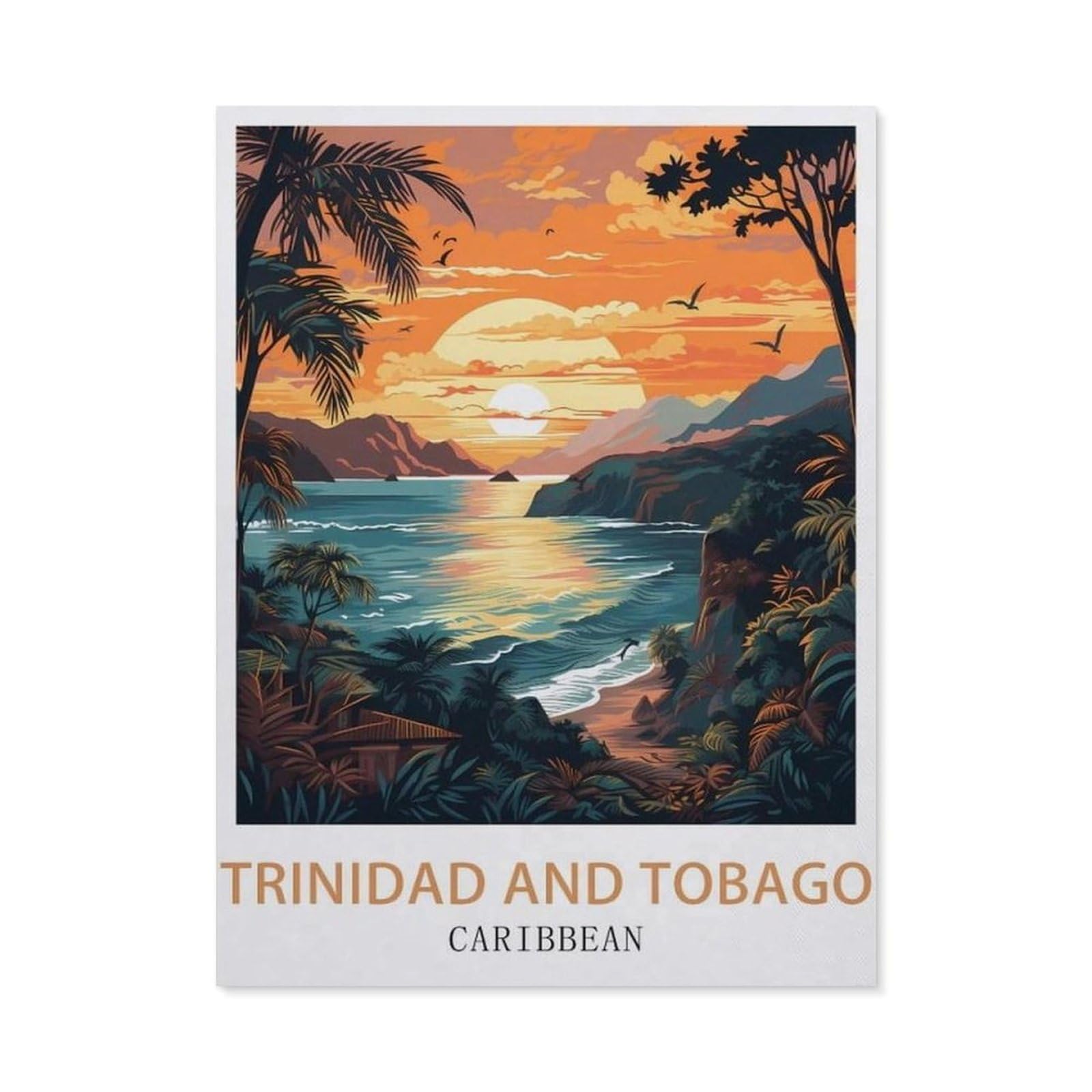 Vintage Metal Tin Sign，Trinidad And Tobago Caribbean(15x30cm）