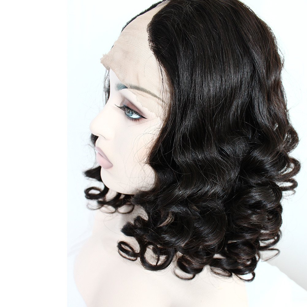 Bella Hair Density 130% 14 inch Brazilian Virgin Remy Hair U Part Wig Human Hair for Black Women Loose Deep Wave Human Hair Natural Color