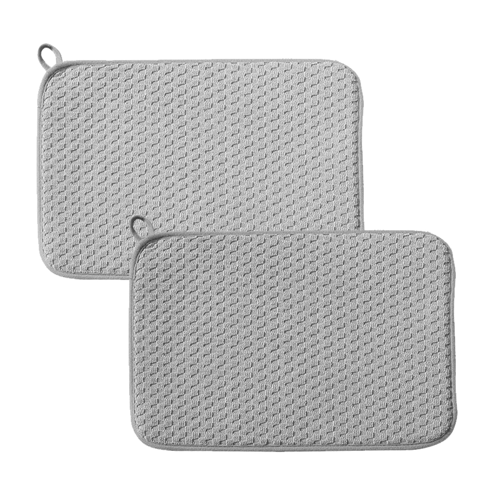 Dish Drying Mat for Kitchen Counter: 2 Pack 24 X 17 Inch Microfiber Dish Drying Mat, Absorbent Dish Drying Pads, Dish Drying Mat with Non-slip Rubber Backed for Countertops, Sinks, Draining Racks