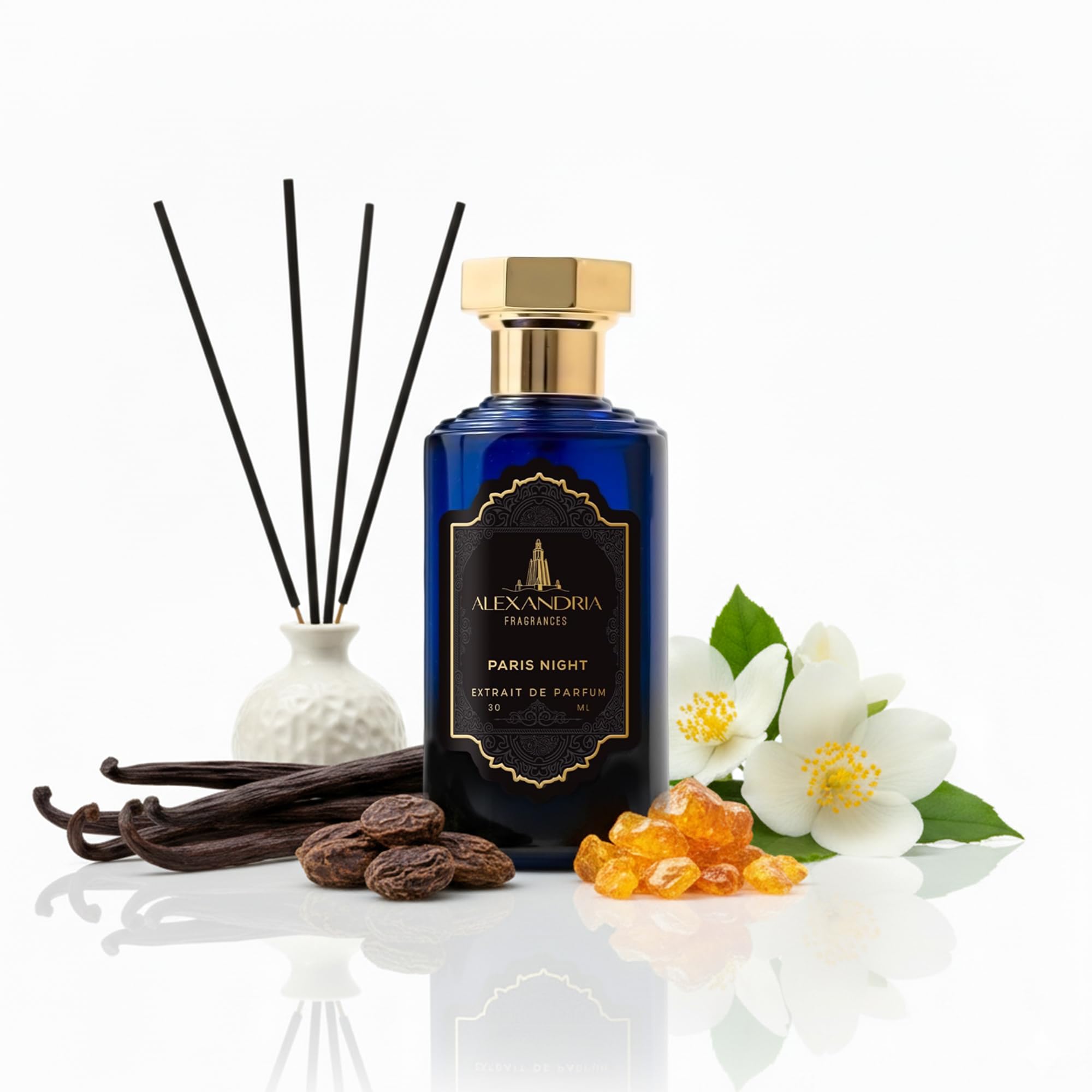 Alexandria Fragrances Paris Night Extrait de Parfum - Long Lasting Amber Vanilla Perfume for Men & Women, Luxury Unisex Evening Fragrance with Warm Incense, Oud & Sweet Vanilla Notes – 30ml