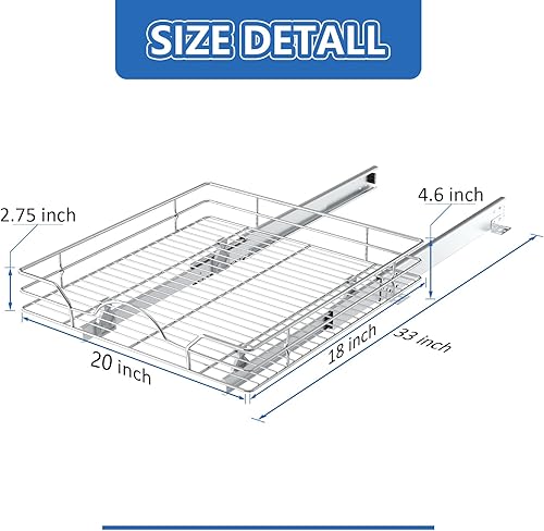 Miniatura 3 de ROOMTEC Organizador de gabinete extraíble de 20 pulgadas de ancho x 18 pulgadas de profundidad, para estantes extraíbles de gabinete, cajones de