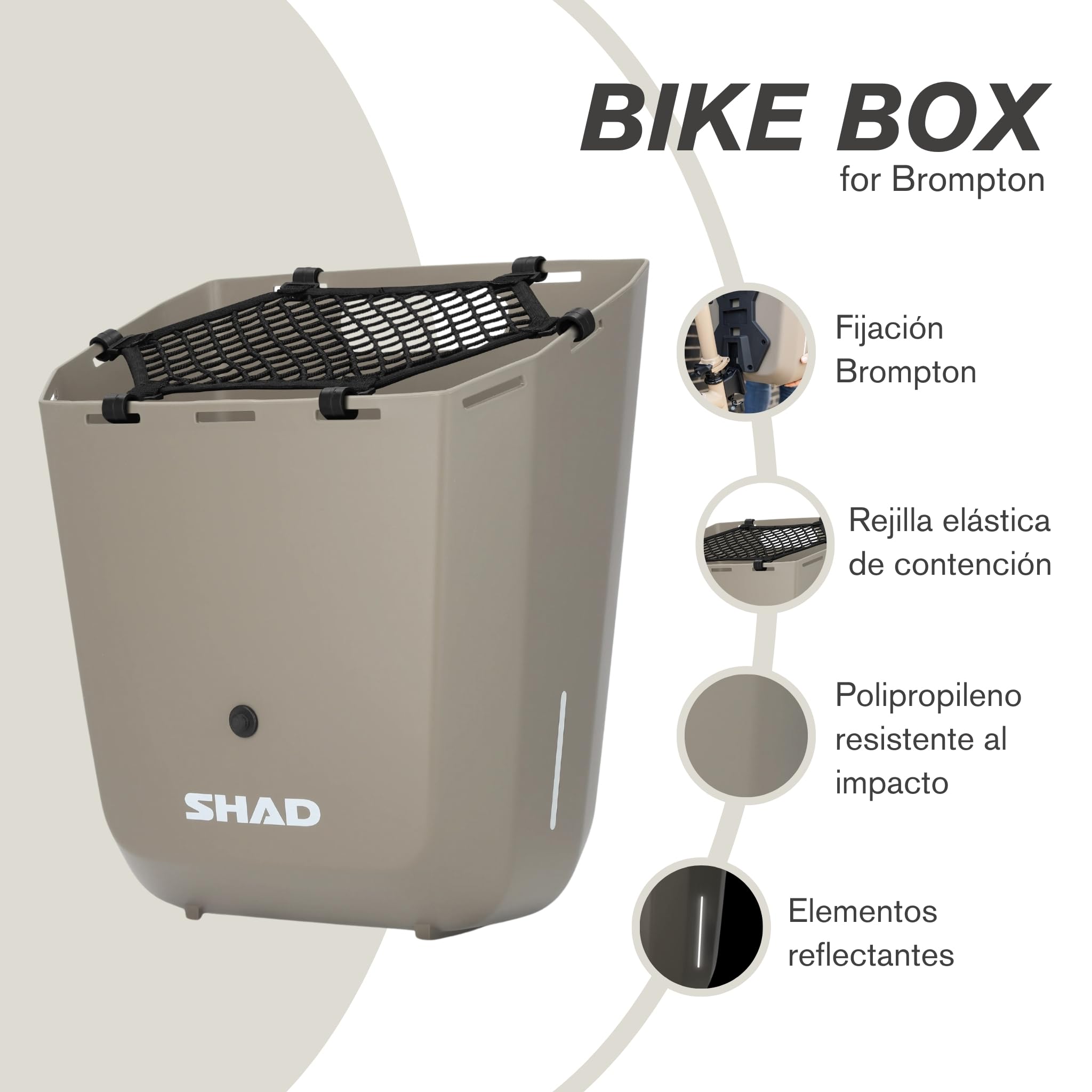 SHAD Bikes - Alforja Rígida Bicicleta Brompton 20L | Maleta Frontal Urbana | Bolsa para Brompton | Alta Resistencia al Impacto (Florence Cream)