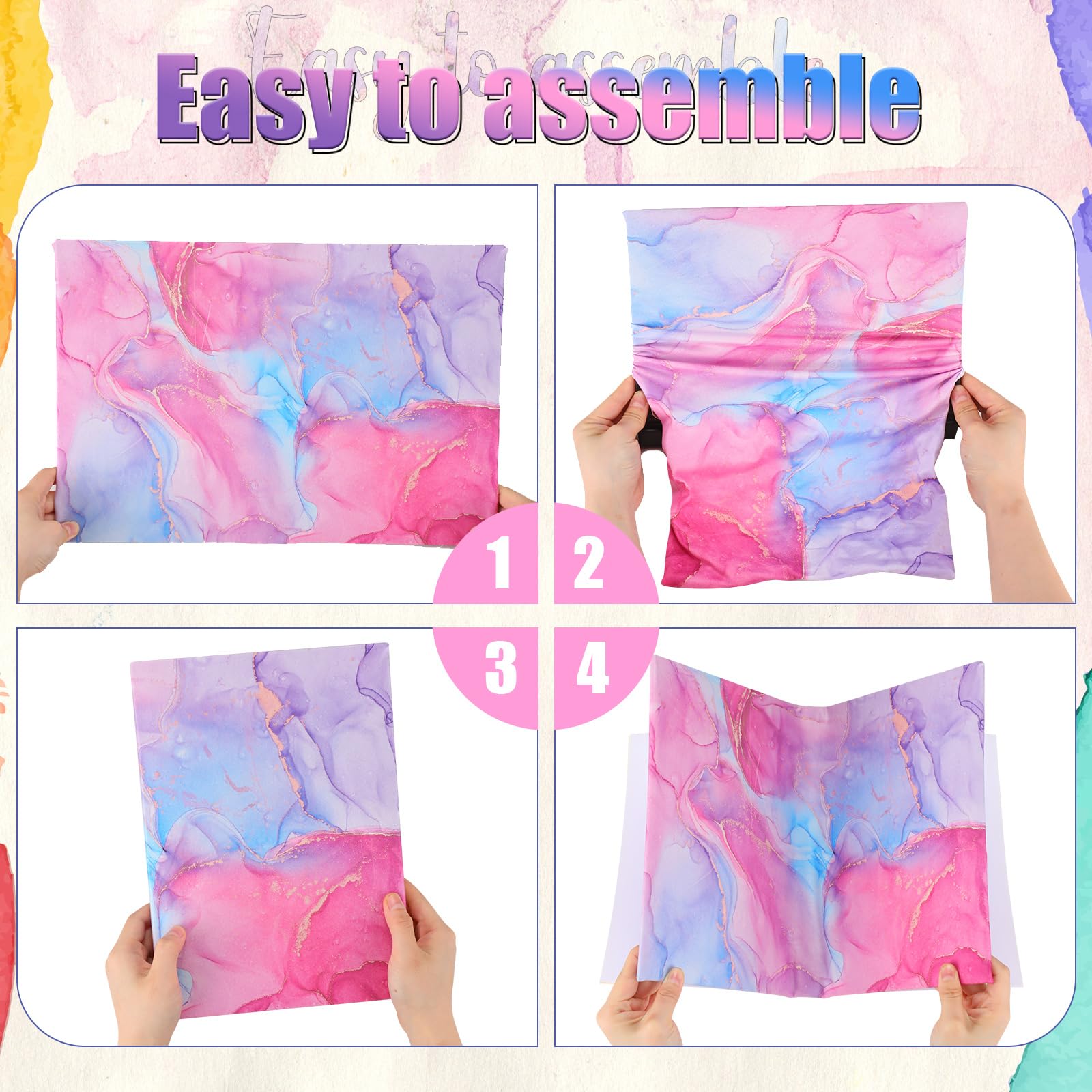 Yexiya 6 copertine per libri in tessuto elasticizzato, motivo colorato, lavabili, riutilizzabili, per libri di testo con copertina rigida fino a 23 x 28 cm (motivo marmo)