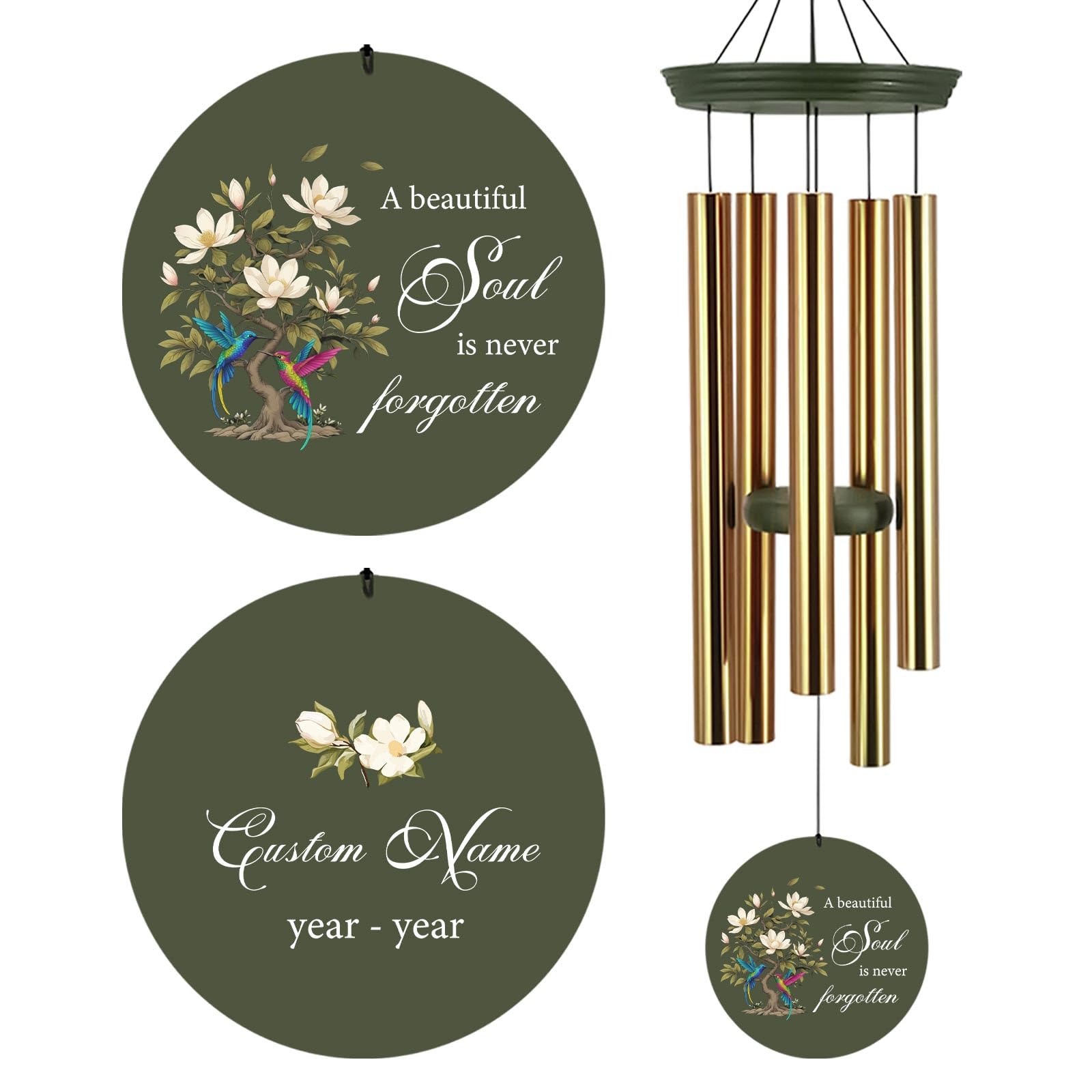 Personalized 30/36" Memorial Wind Chimes for Outside, Sympathy Gifts Wind Chime for Loss of Loved One, Beautiful Decor with Deep Tone, Ideal for Funeral, Remembrance &amp; Bereavement, Produced in Texas