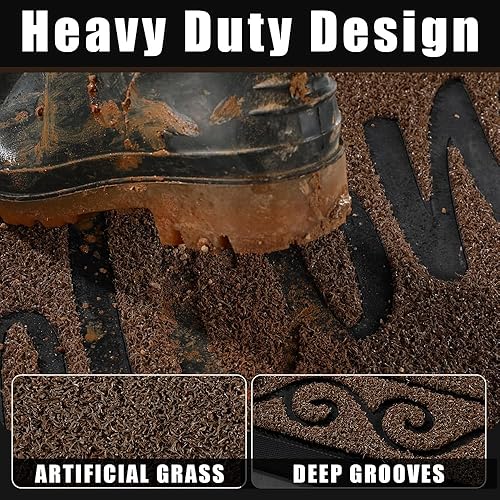 Miniatura 2 de Yimobra Tapete de Bienvenida, Tapetes Resistente y Robusto para Entrada de Casa InteriorExterior, Felpudo de Puerta Delantera para Patio Exterior,