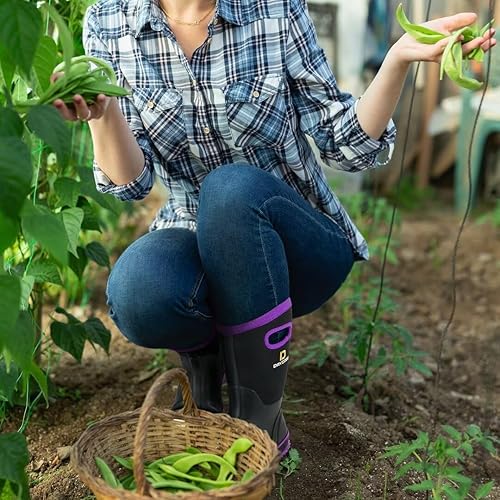 Miniatura 7 de D DRYCODE Rubber Boots for Women, Rain Boots with Warm Neoprene, Waterproof Mid Calf Mud Insulated Work Boots for Womens Gardening, Farming,