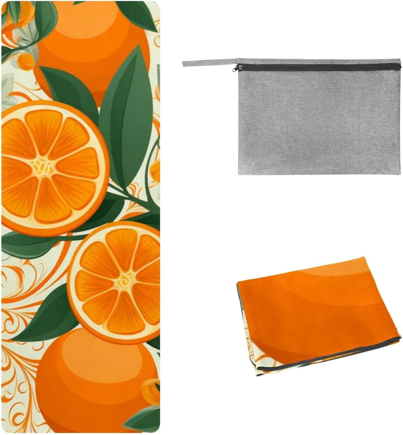 Yoga Towel, Orange Pattern Non Slip Sweat Absorbent Hot Yoga Mat Towel for Hot Yoga, Pilates and Fitness - 72.8" x 26.8"