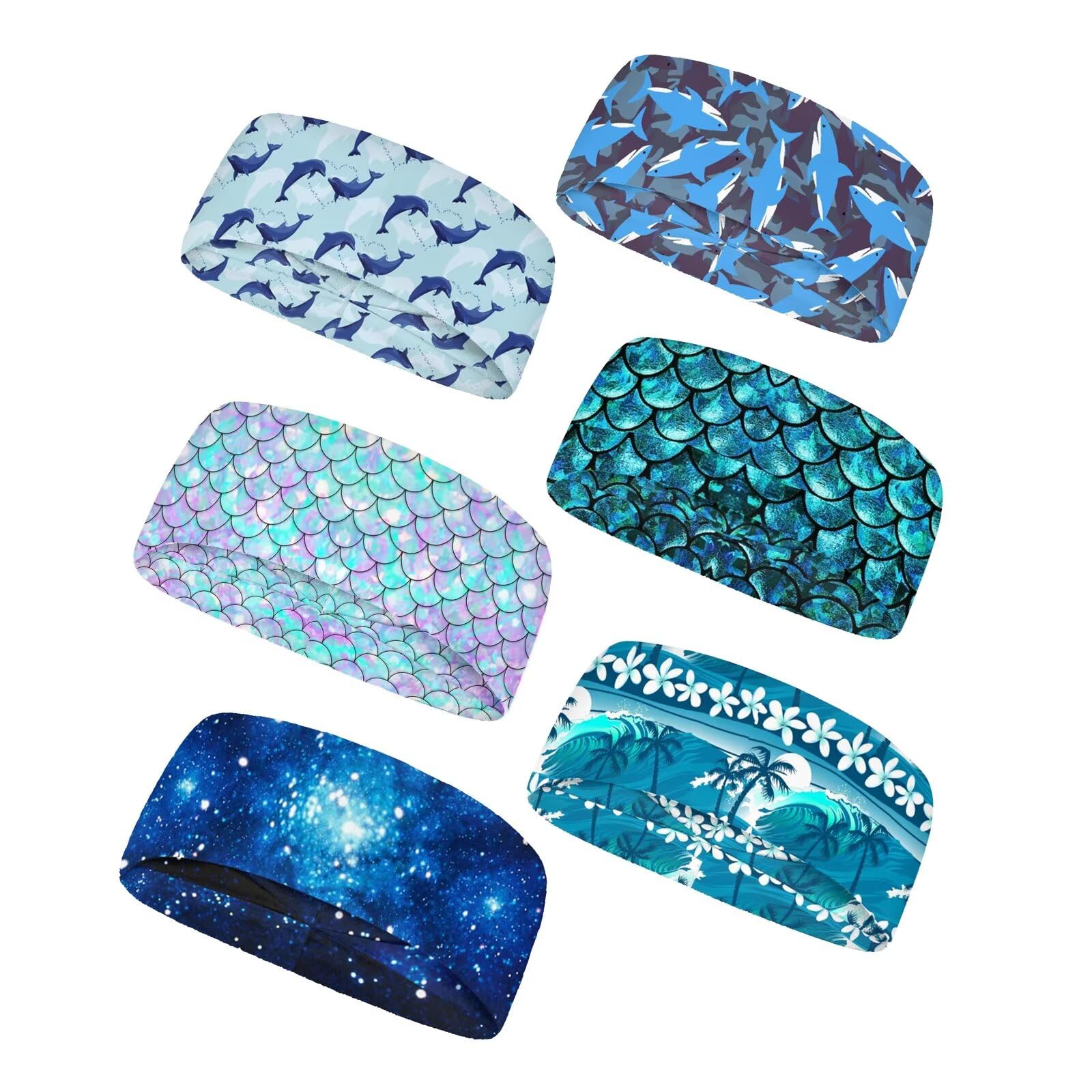Forchrinse Sunflower with Text Print 6Pieces Sport Sweatband Headband for Soft Elasitc Headband Hair Bands Unisex Outdoor Sport Headbands