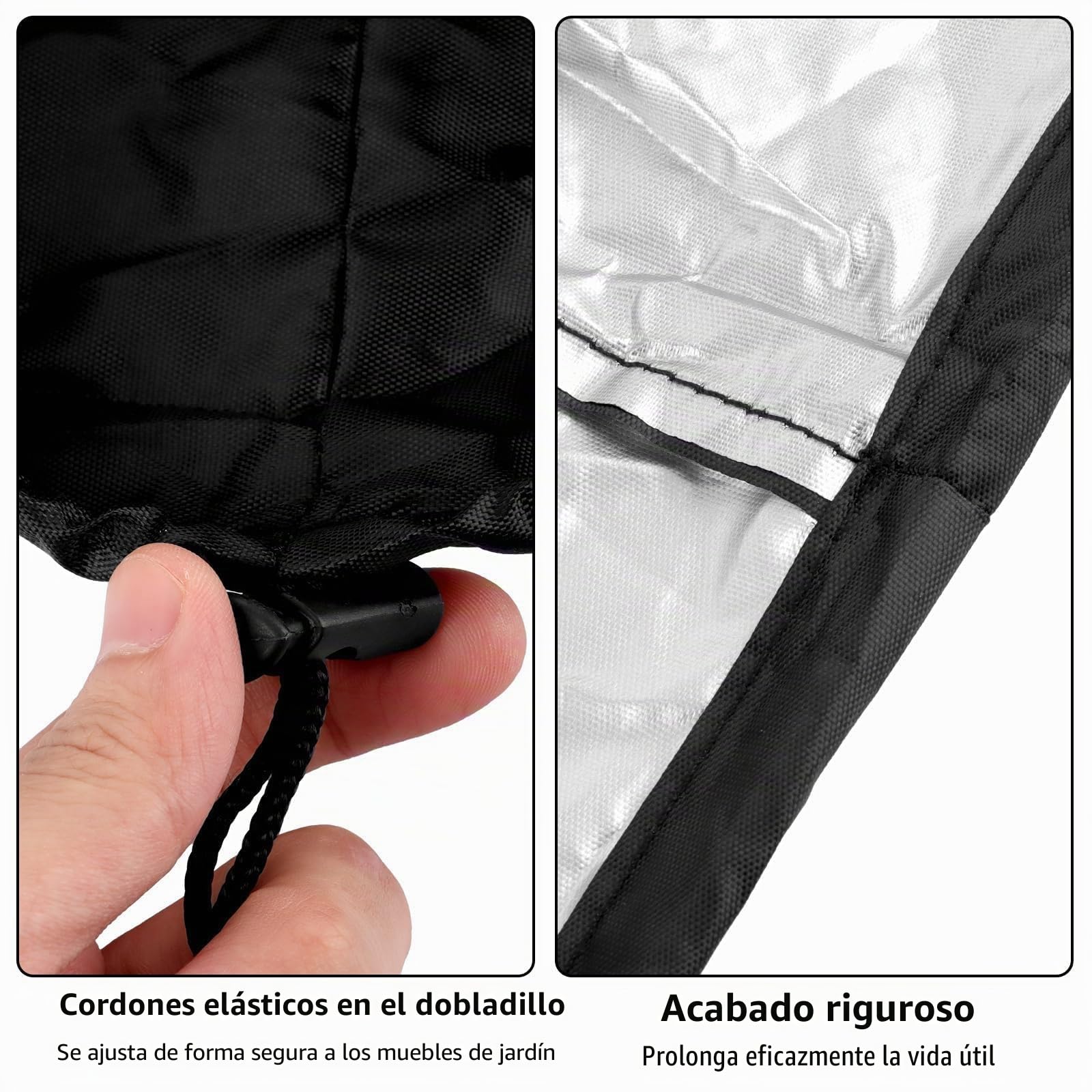 ASelected Funda Tumbona Exterior, 2 Fundas Protectoras y Funda Tumbona Jardín 210 x 75 x 80 cm, 210D Oxford, Cubierta Protectora Impermeable con Bolsa y Resistente al Viento