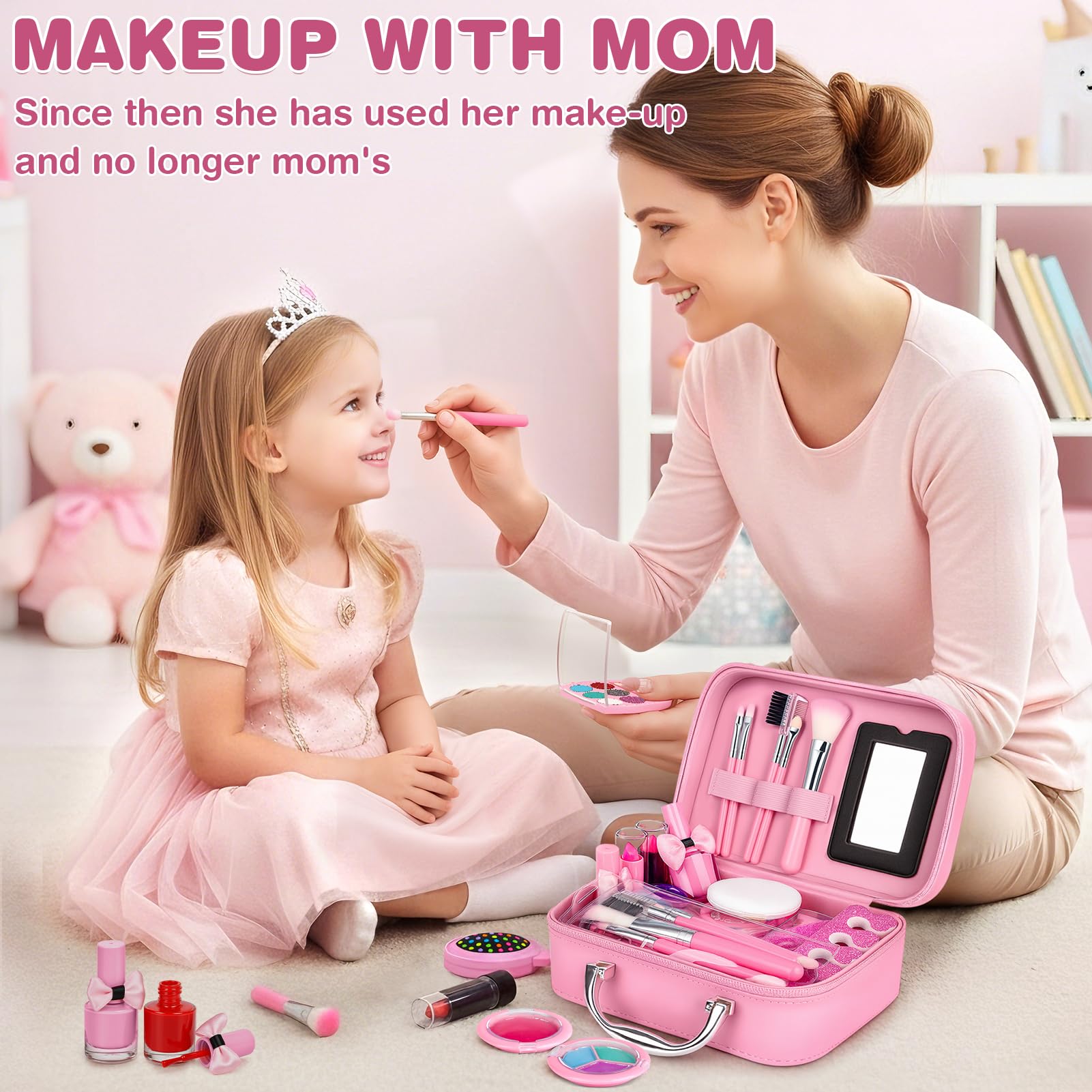 Dreamon Trucchi Bambina Set, 20 Pezzi Lavabile Set Di Valigetta Trucchi Bambina Mermaids Set, Gioco Trucco Ragazze 3+ Regalo Natale Compleanno