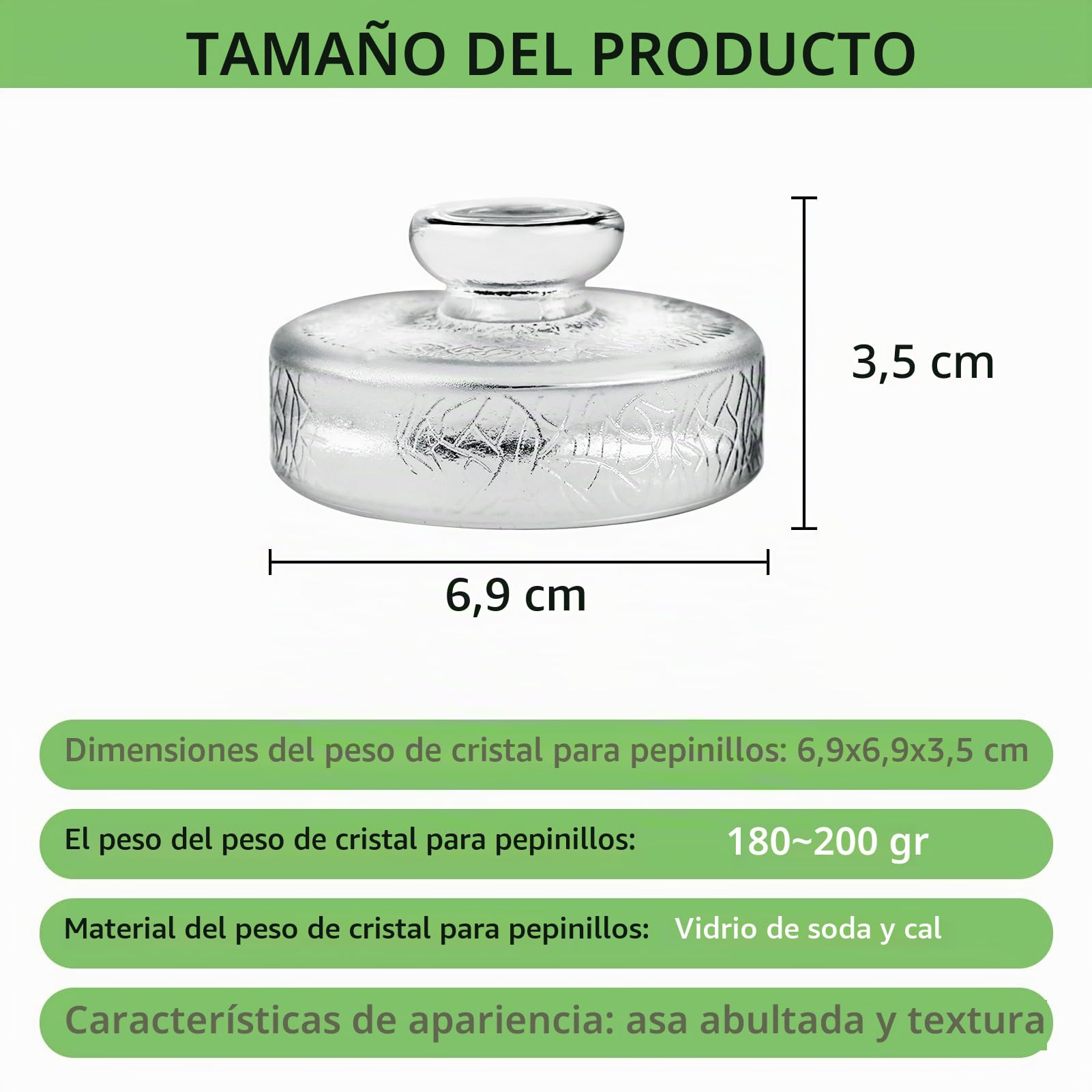 Artcome Paquete de 10 pesas de fermentación de vidrio con mango de fácil agarre y diseño de textura único para tarros grandes de boca ancha