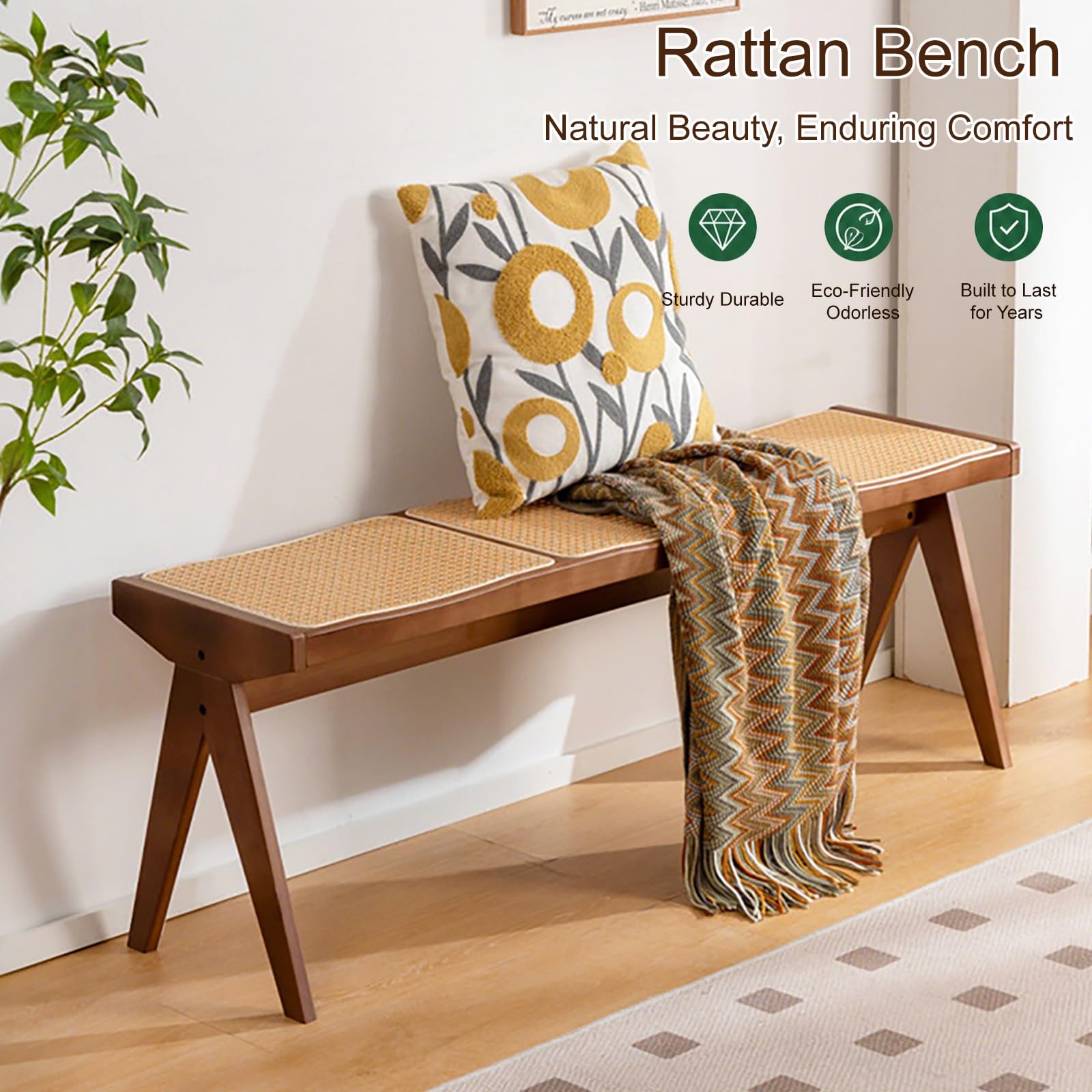Banc Paris Bois de Massif, siège d’appoint Confortable 2 Place, Assise d’entrée avec rangement, Tabouret de salle à manger élégant pour les salons et les couloirs(83*32*45cm/32.7*12.6*17.7in)